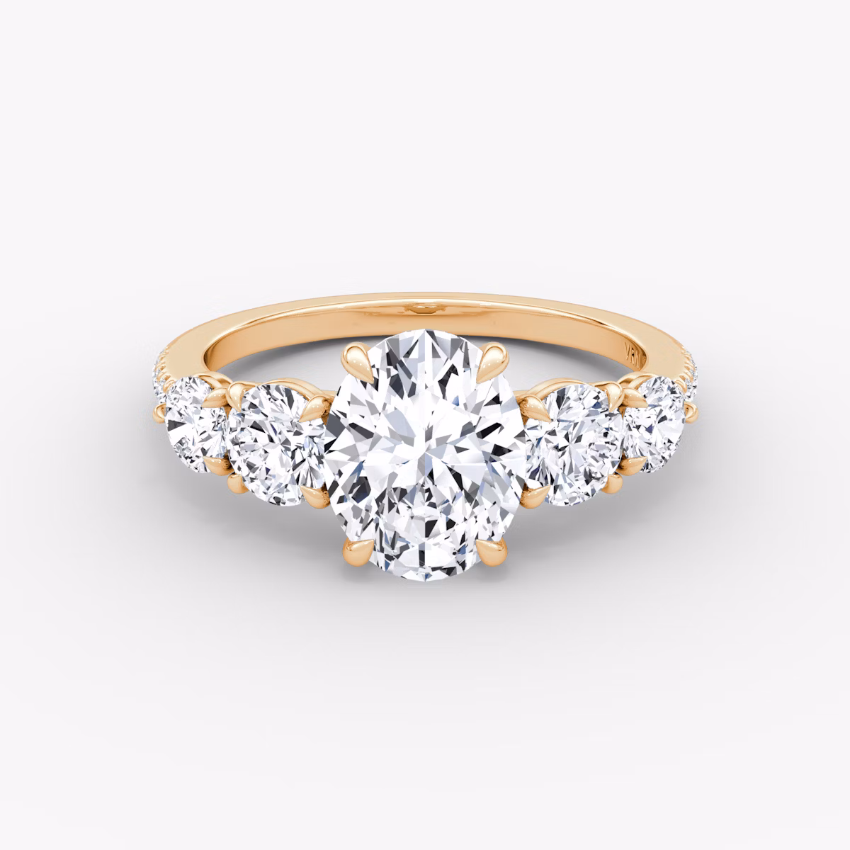 The Signature Five Stone | Oval | 14k | Rose Gold | bandAccent: Pavé | diamondOrientation: vertical | caratWeight: other