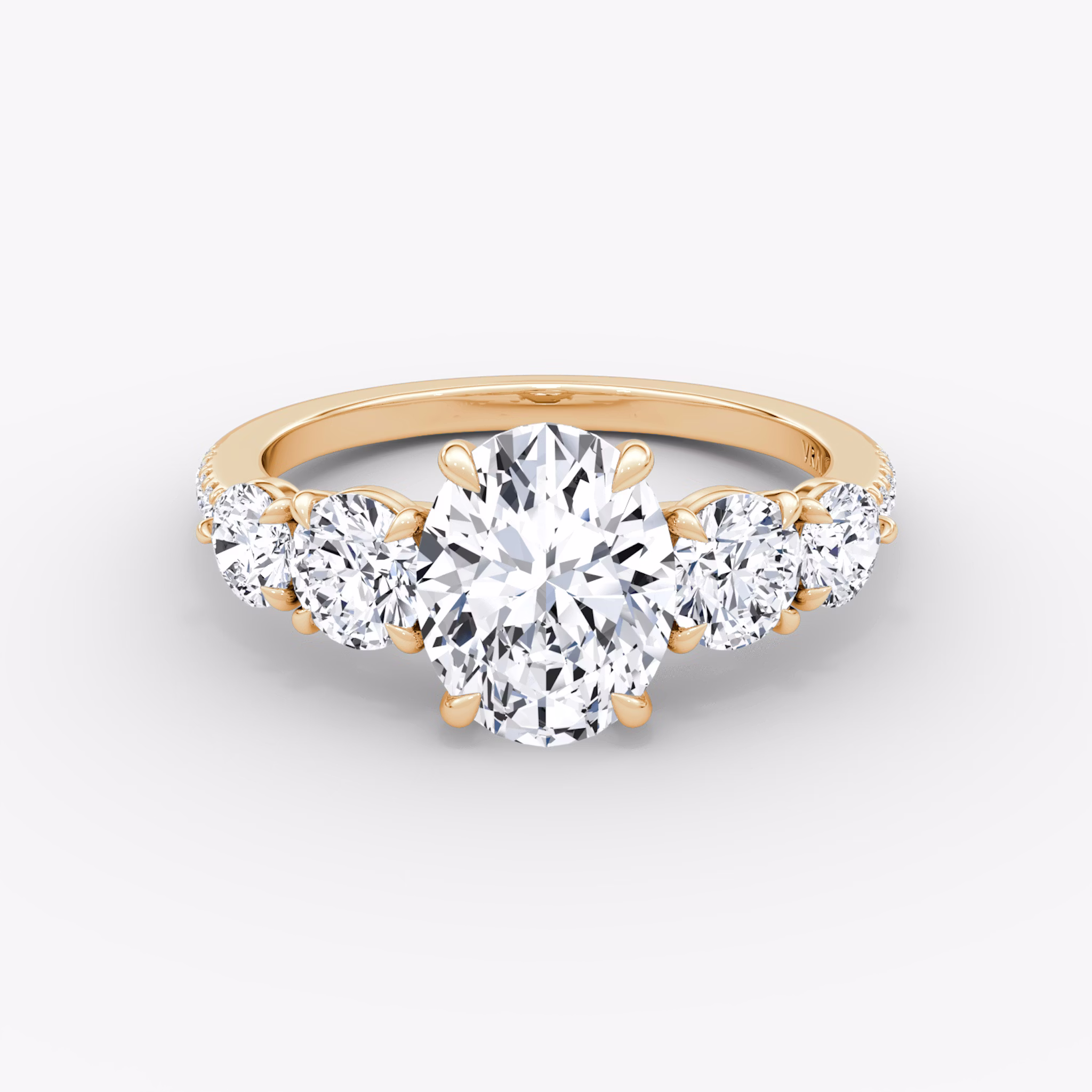 The Signature Five Stone | Oval | 14k | Rose Gold | bandAccent: Pavé | diamondOrientation: vertical | caratWeight: other