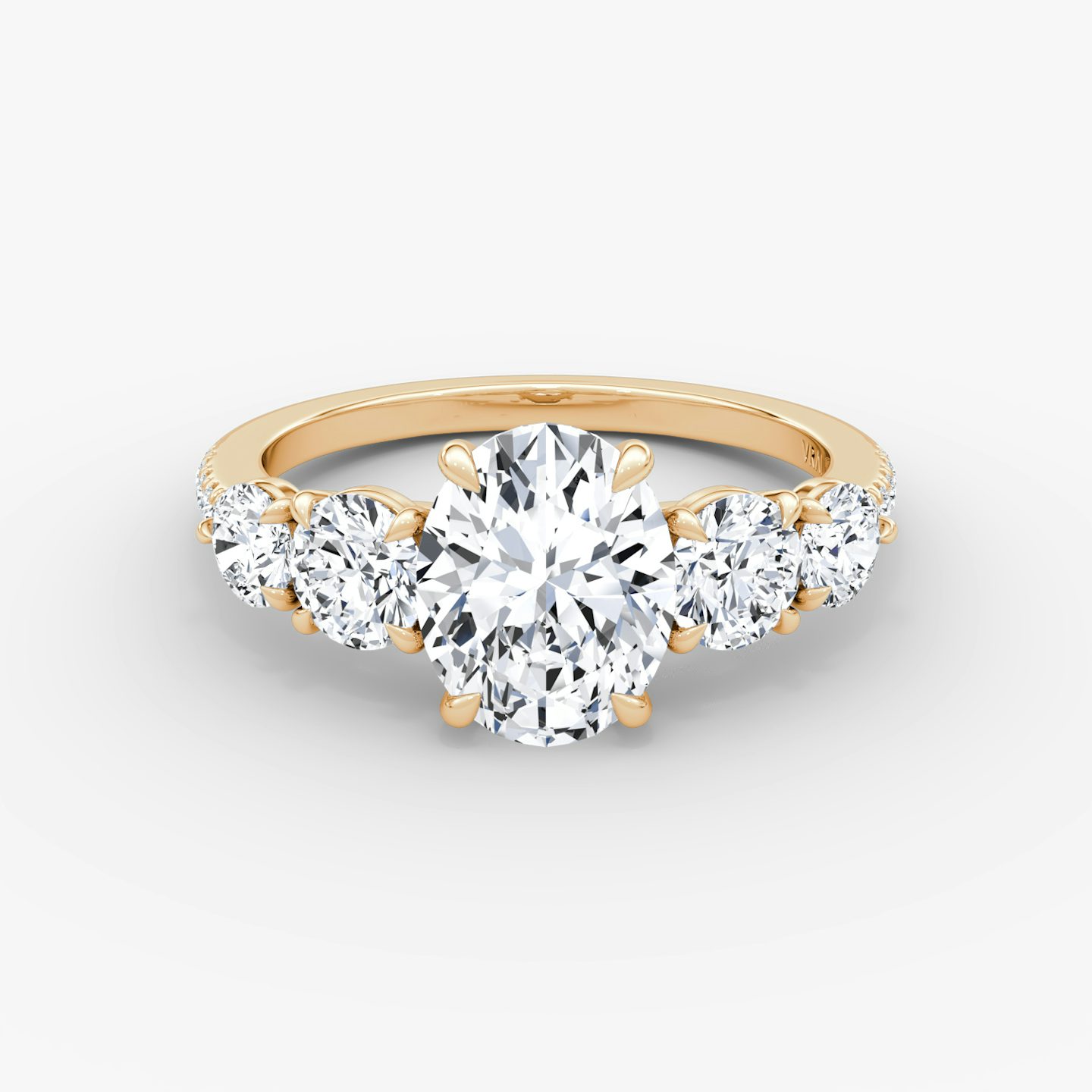The Signature Five Stone | Oval | 14k | Rose Gold | bandAccent: Pavé | diamondOrientation: vertical | caratWeight: other