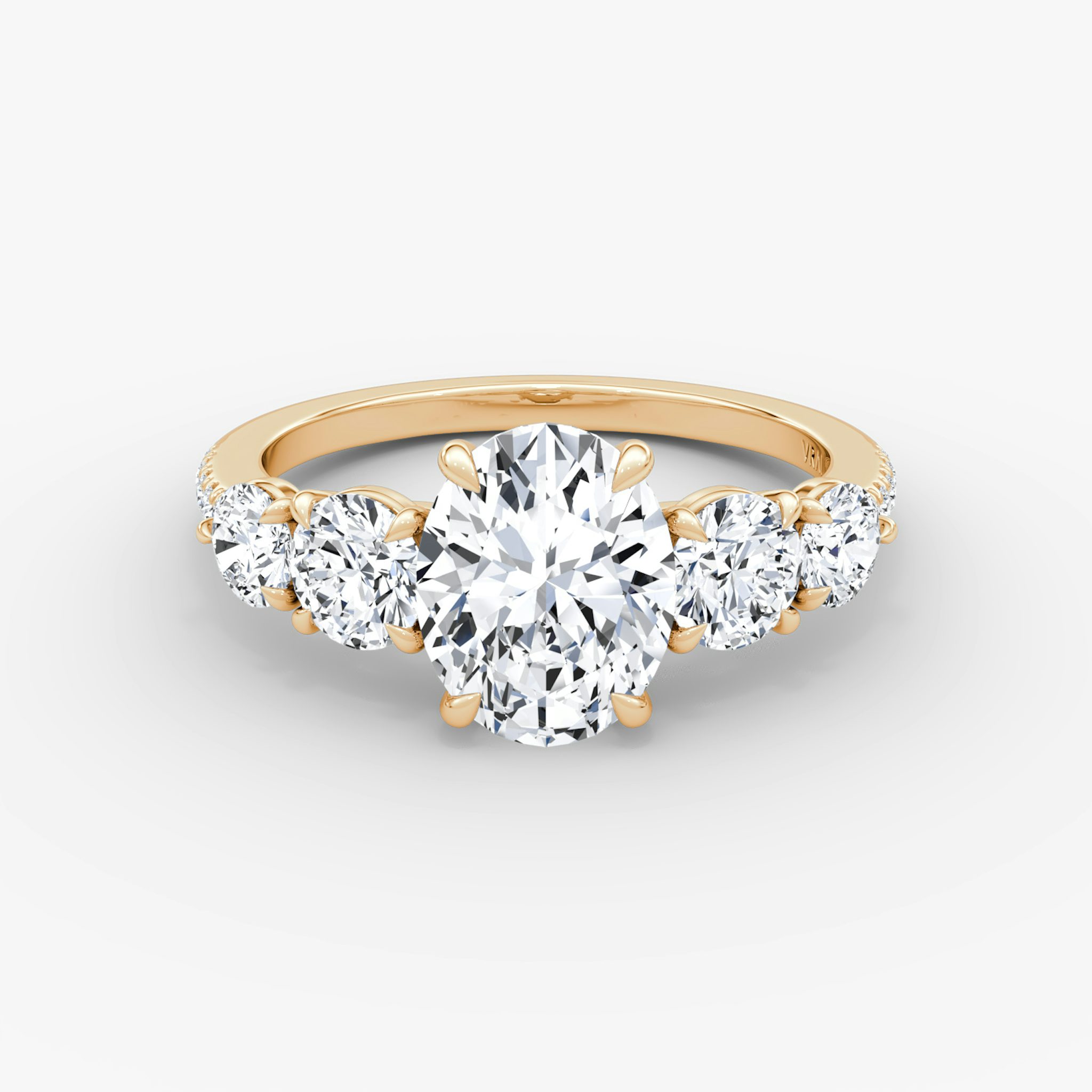 The Signature Five Stone | Oval | 14k | Rose Gold | bandAccent: Pavé | diamondOrientation: vertical | caratWeight: other