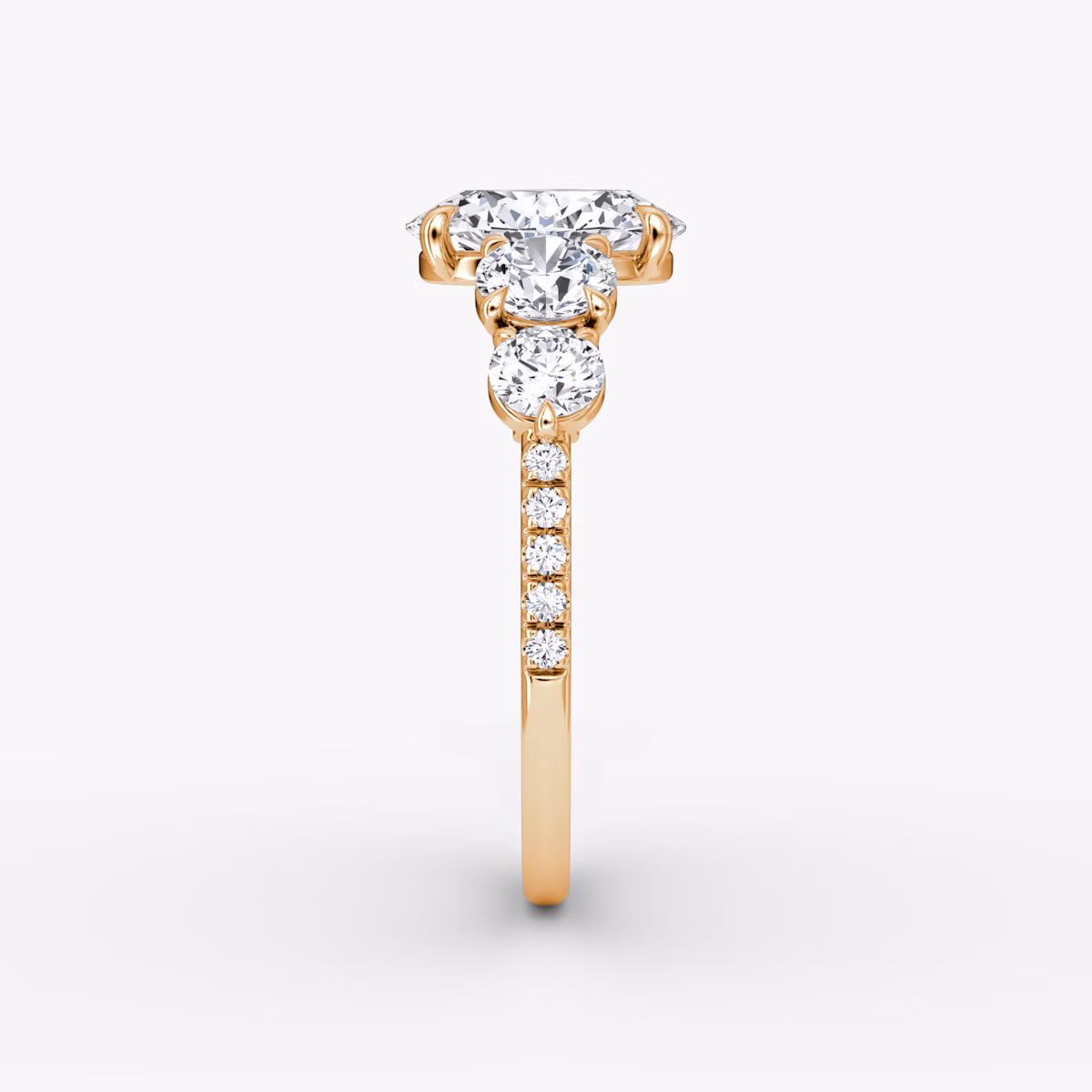 The Signature Five Stone | Oval | 14k | Rose Gold | bandAccent: Pavé | diamondOrientation: vertical | caratWeight: other