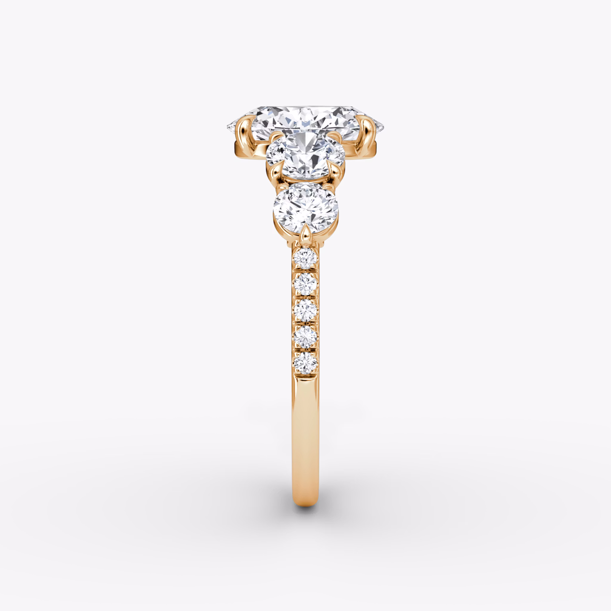 The Signature Five Stone | Oval | 14k | Rose Gold | bandAccent: Pavé | diamondOrientation: vertical | caratWeight: other