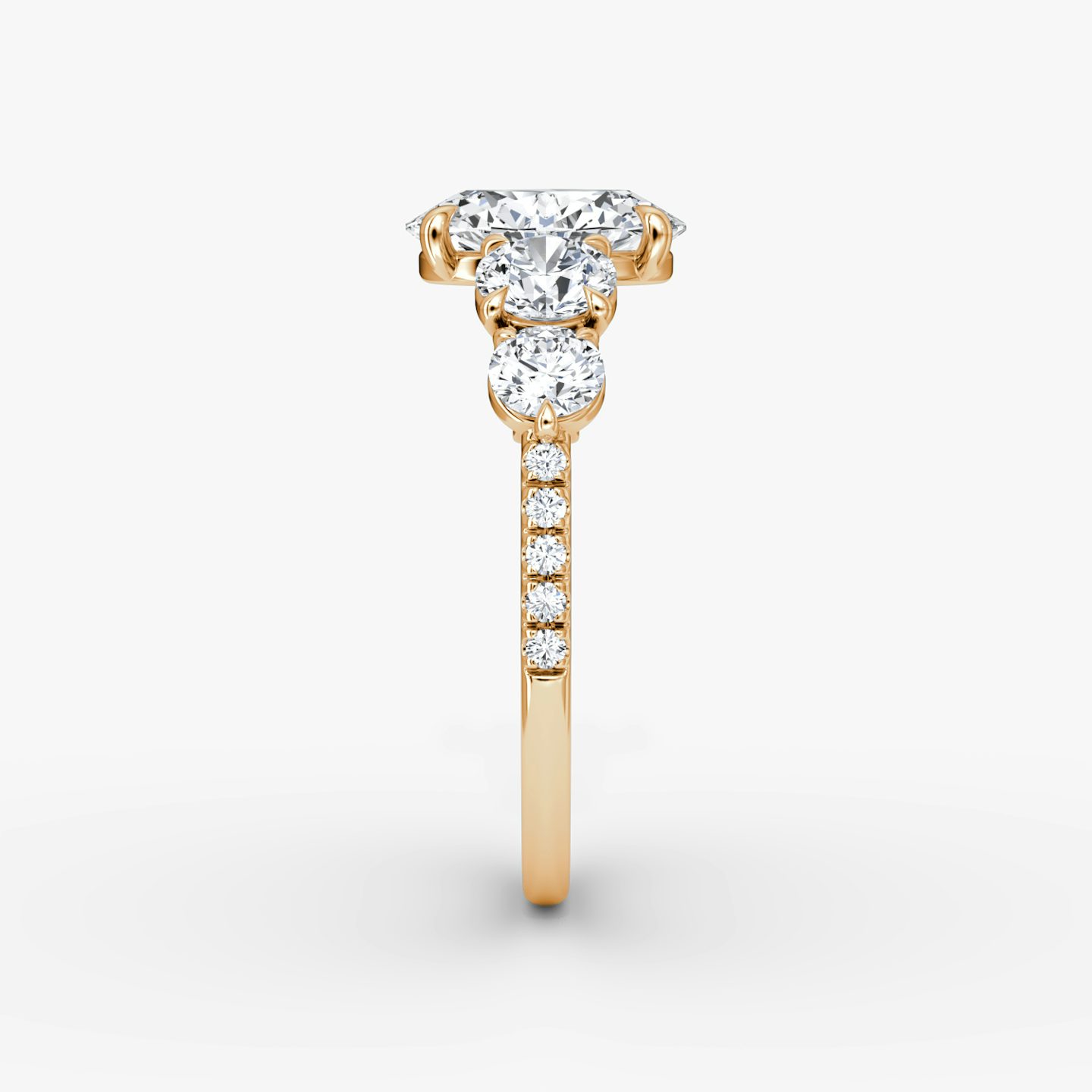 The Signature Five Stone | Oval | 14k | Rose Gold | bandAccent: Pavé | diamondOrientation: vertical | caratWeight: other