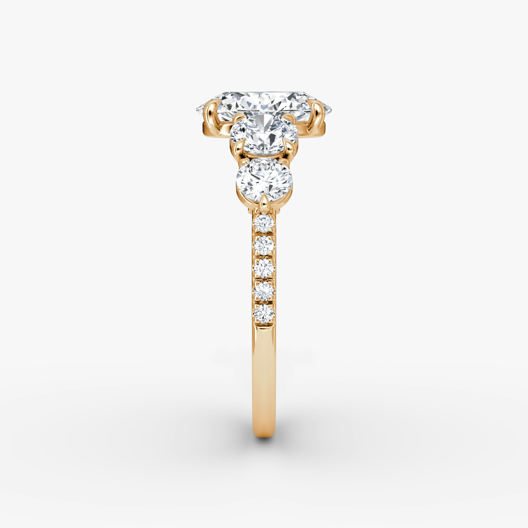 The Signature Five Stone | Oval | 14k | Rose Gold | bandAccent: Pavé | diamondOrientation: vertical | caratWeight: other