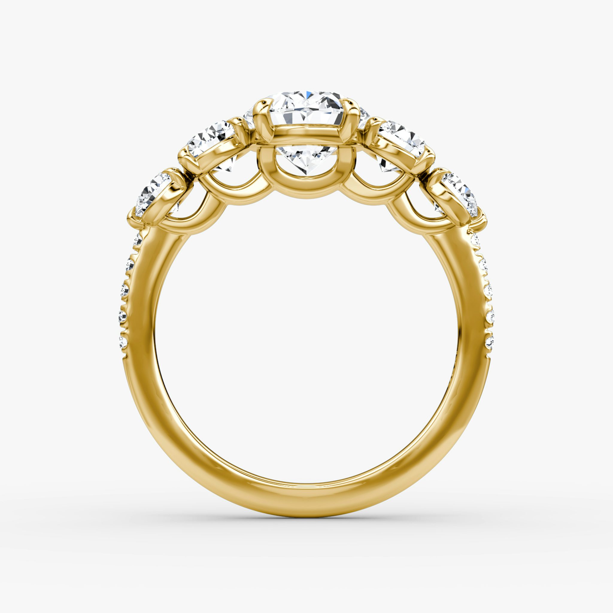 The Signature Five Stone | Oval | 18k | Yellow Gold | bandAccent: Pavé | diamondOrientation: vertical | caratWeight: other