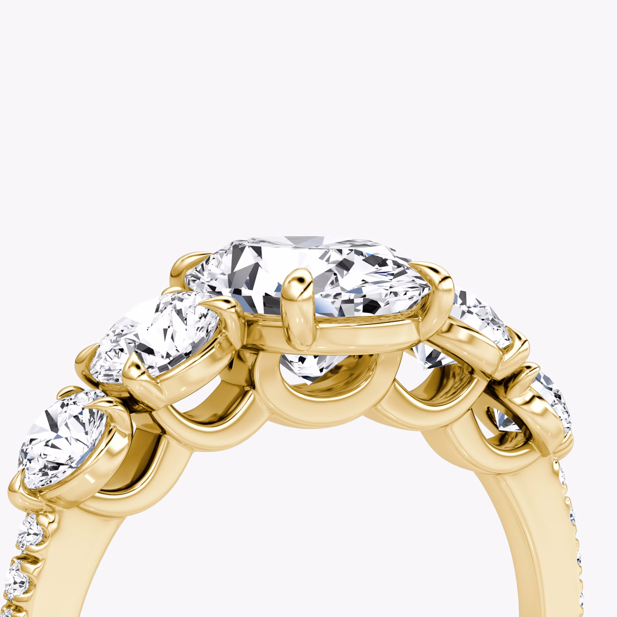 The Signature Five Stone | Oval | 18k | Yellow Gold | bandAccent: Pavé | diamondOrientation: vertical | caratWeight: other