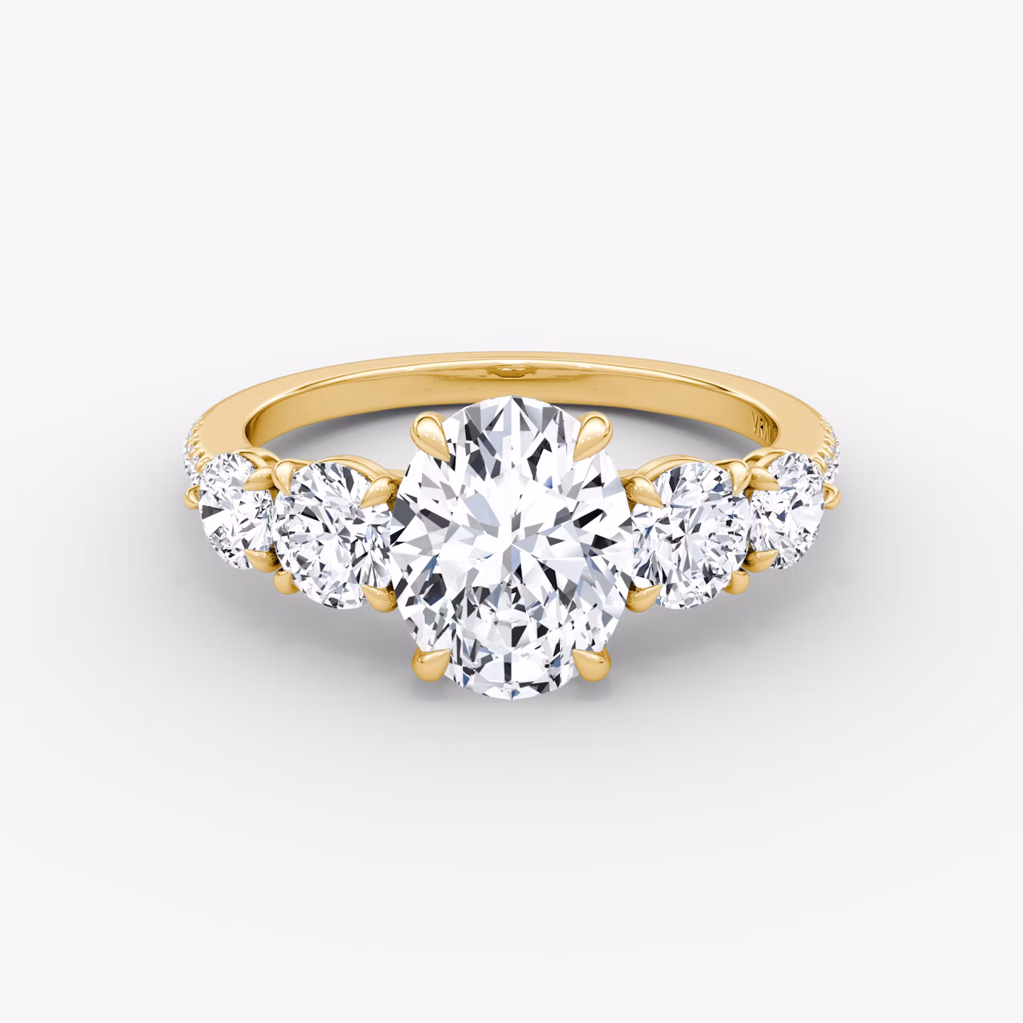 The Signature Five Stone | Oval | 18k | Yellow Gold | bandAccent: Pavé | diamondOrientation: vertical | caratWeight: other