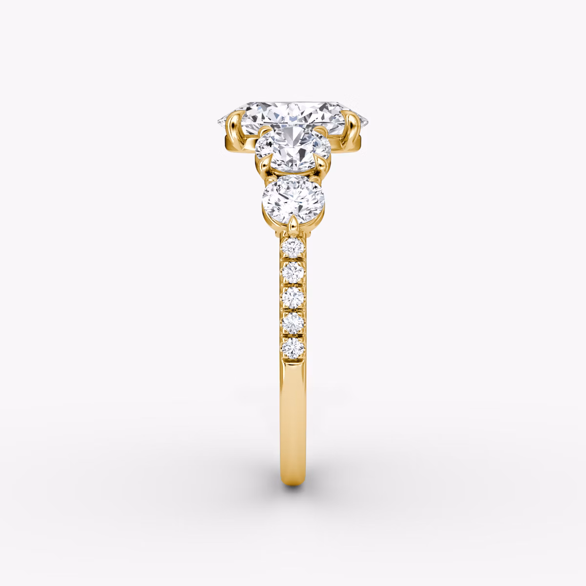 The Signature Five Stone | Oval | 18k | Yellow Gold | bandAccent: Pavé | diamondOrientation: vertical | caratWeight: other