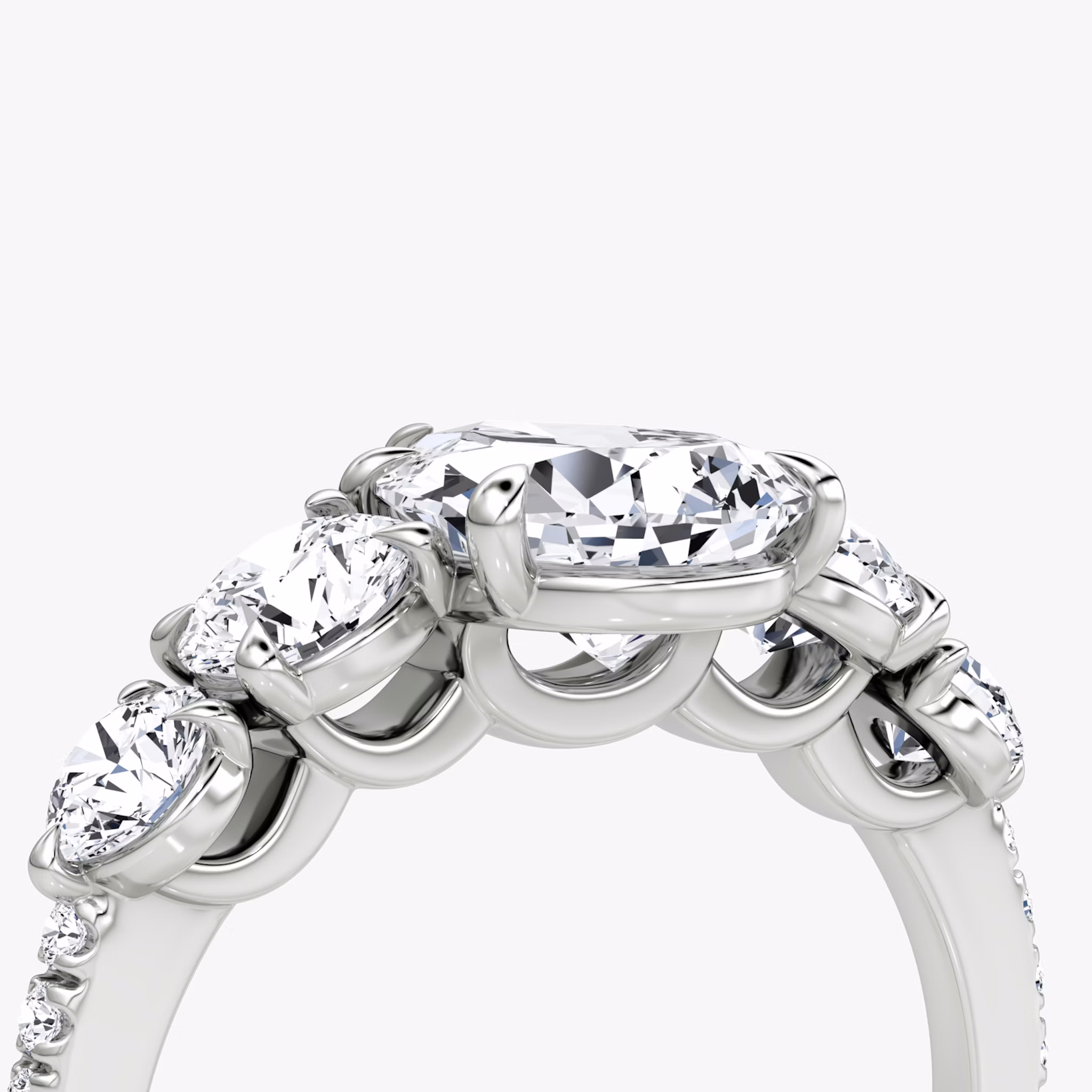 The Signature Five Stone | Pear | 18k | White Gold | bandAccent: Pavé | diamondOrientation: vertical | caratWeight: other