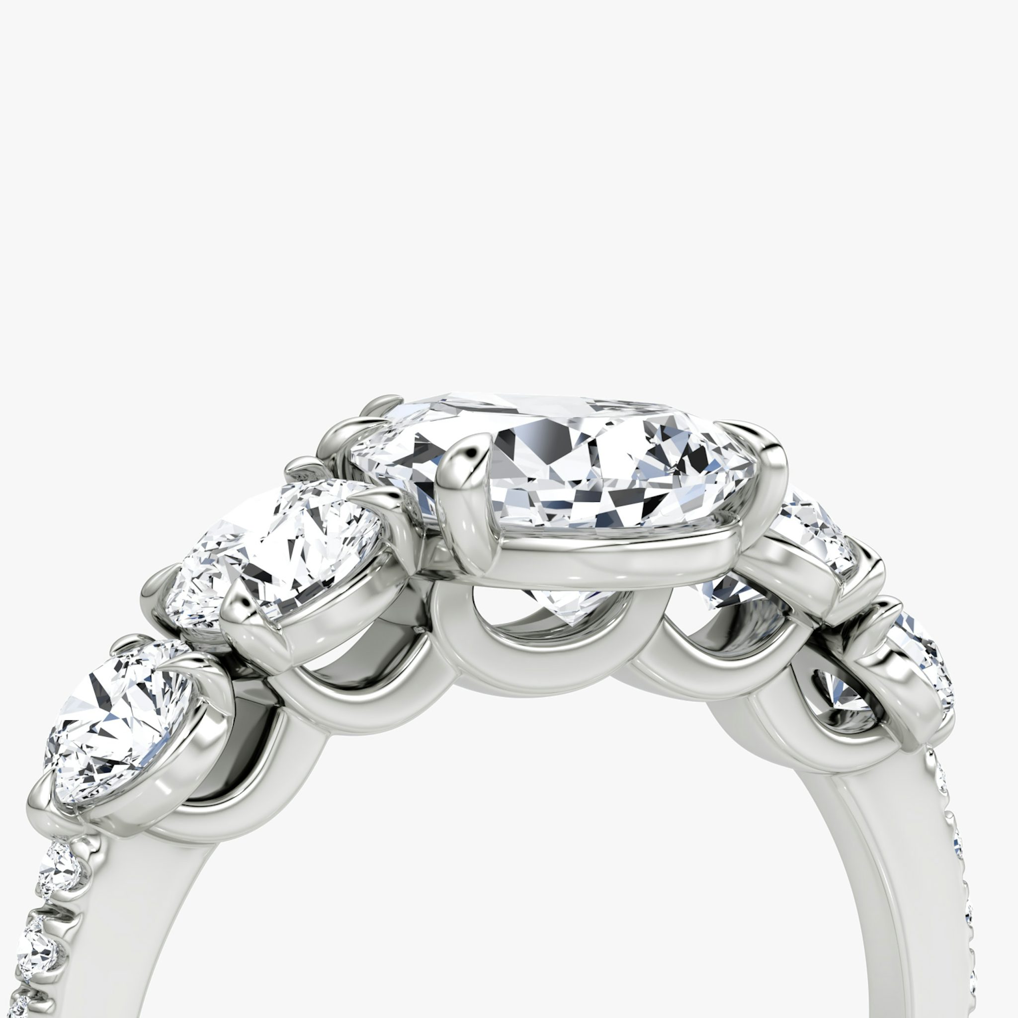 The Signature Five Stone | Pear | 18k | White Gold | bandAccent: Pavé | diamondOrientation: vertical | caratWeight: other