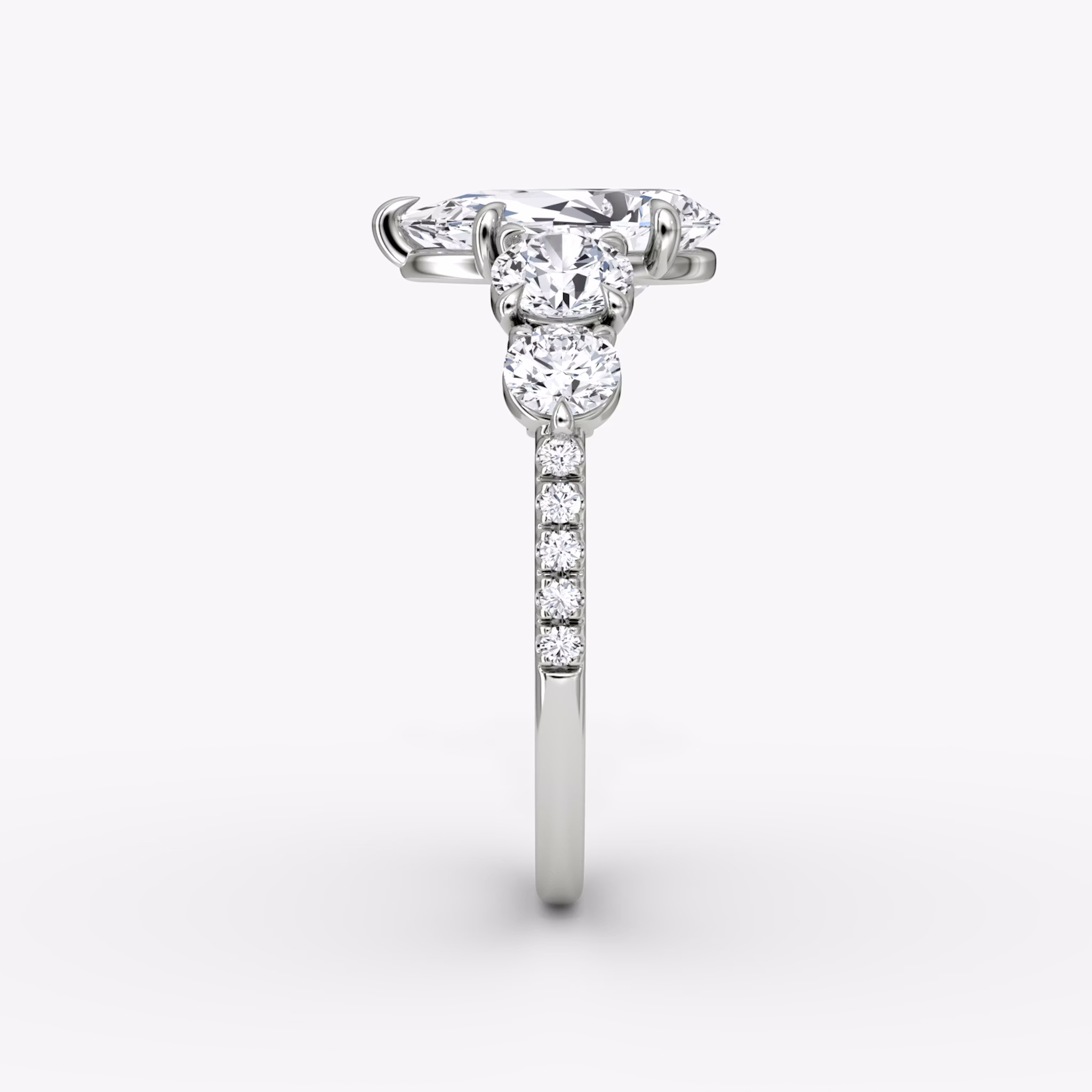The Signature Five Stone | Pear | 18k | White Gold | bandAccent: Pavé | diamondOrientation: vertical | caratWeight: other