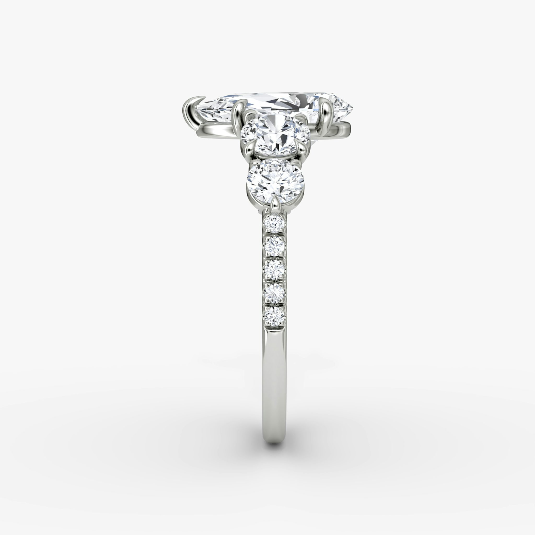 The Signature Five Stone | Pear | 18k | White Gold | bandAccent: Pavé | diamondOrientation: vertical | caratWeight: other
