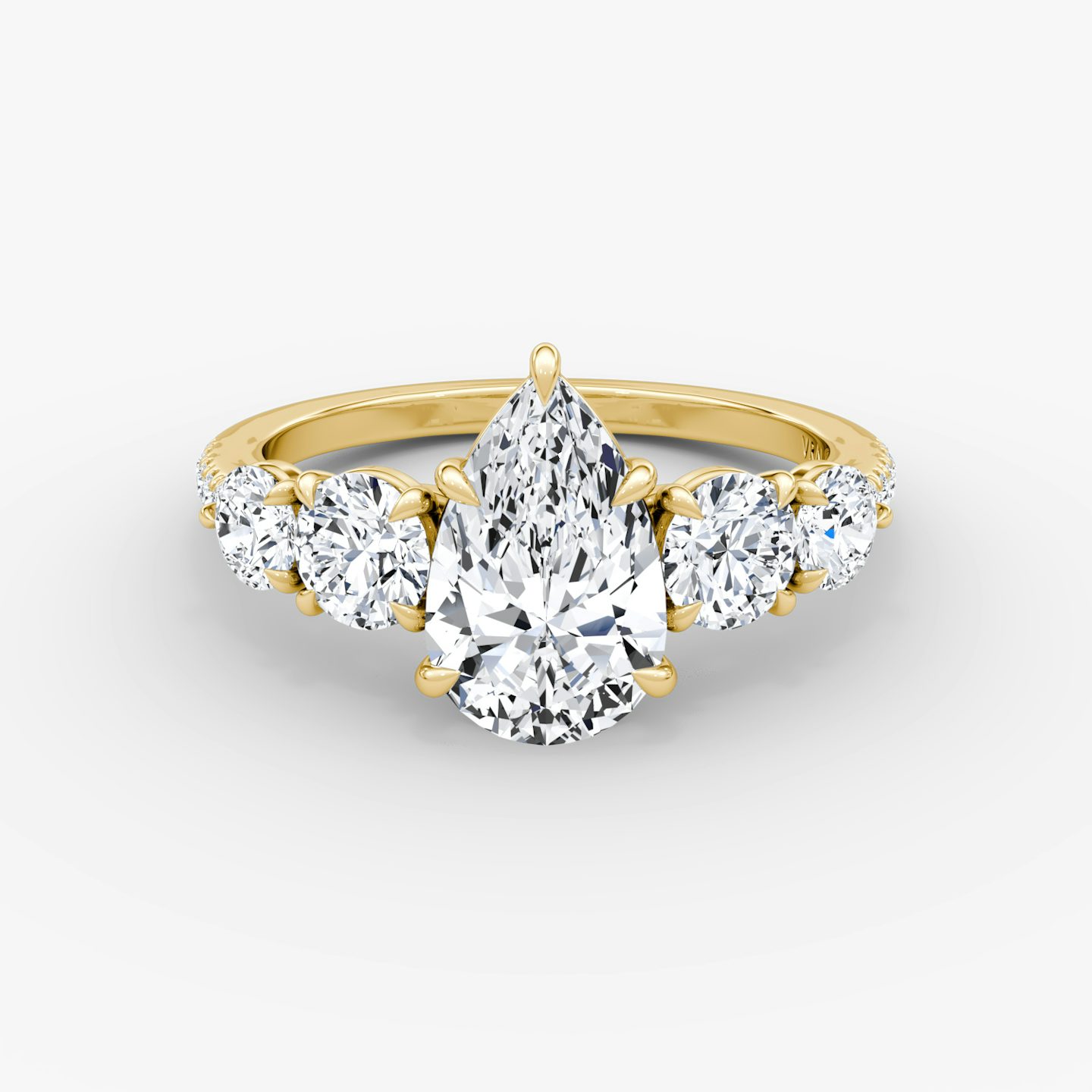 The Signature Five Stone | Pear | 18k | Yellow Gold | bandAccent: Pavé | diamondOrientation: vertical | caratWeight: other