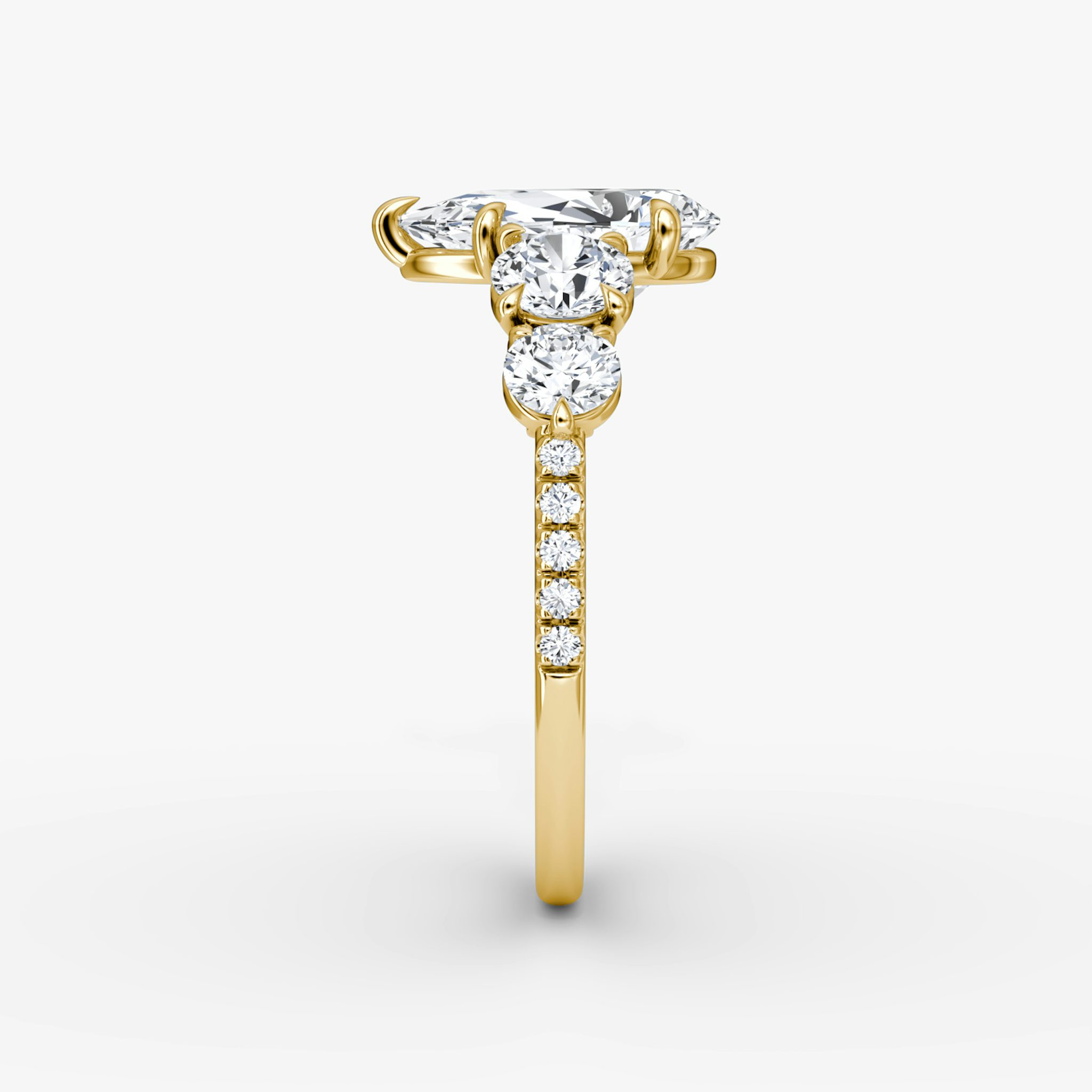 The Signature Five Stone | Pear | 18k | Yellow Gold | bandAccent: Pavé | diamondOrientation: vertical | caratWeight: other