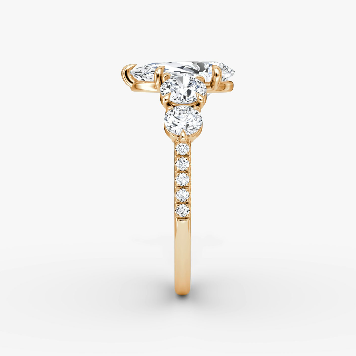 Anillo de compromiso Signature Five Stone | Pera | 14k | Oro rosa | bandAccent: Pavé | diamondOrientation: vertical | caratWeight: other