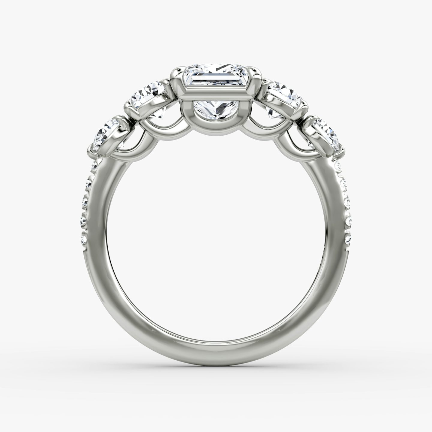 The Signature Five Stone | Princess | 18k | White Gold | bandAccent: Pavé | diamondOrientation: vertical | caratWeight: other