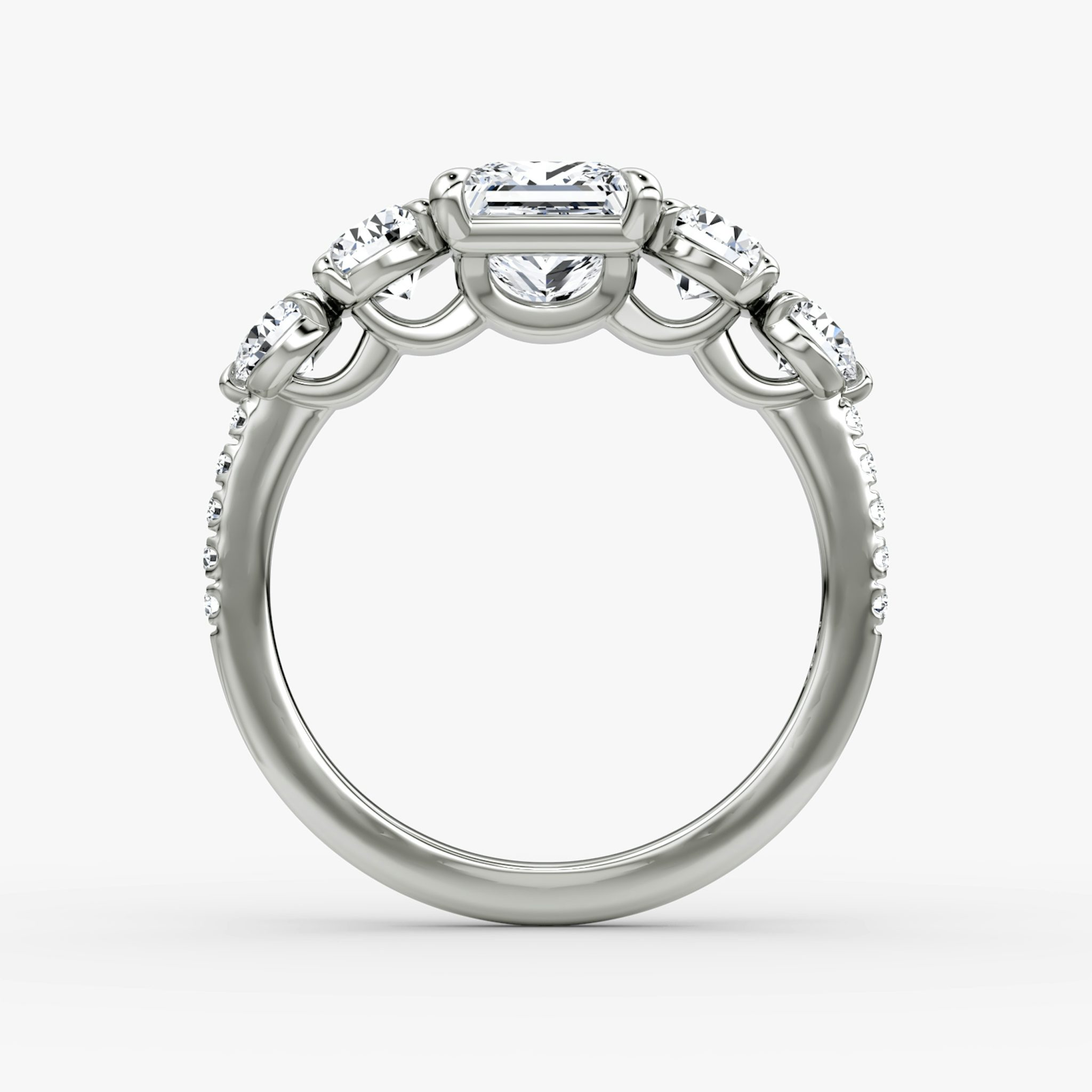 The Signature Five Stone | Princess | 18k | White Gold | bandAccent: Pavé | diamondOrientation: vertical | caratWeight: other