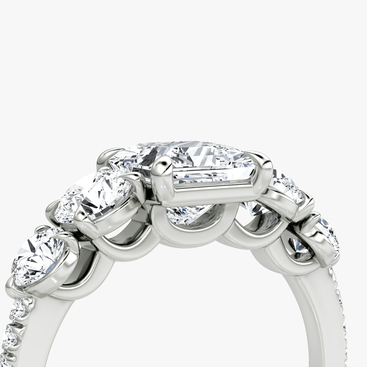 The Signature Five Stone | Princess | 18k | White Gold | bandAccent: Pavé | diamondOrientation: vertical | caratWeight: other