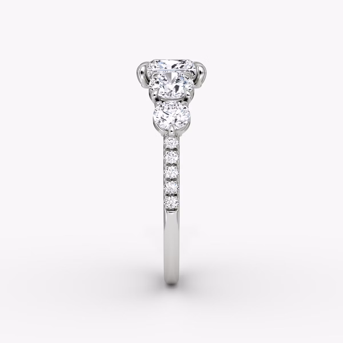 The Signature Five Stone | Princess | 18k | White Gold | bandAccent: Pavé | diamondOrientation: vertical | caratWeight: other