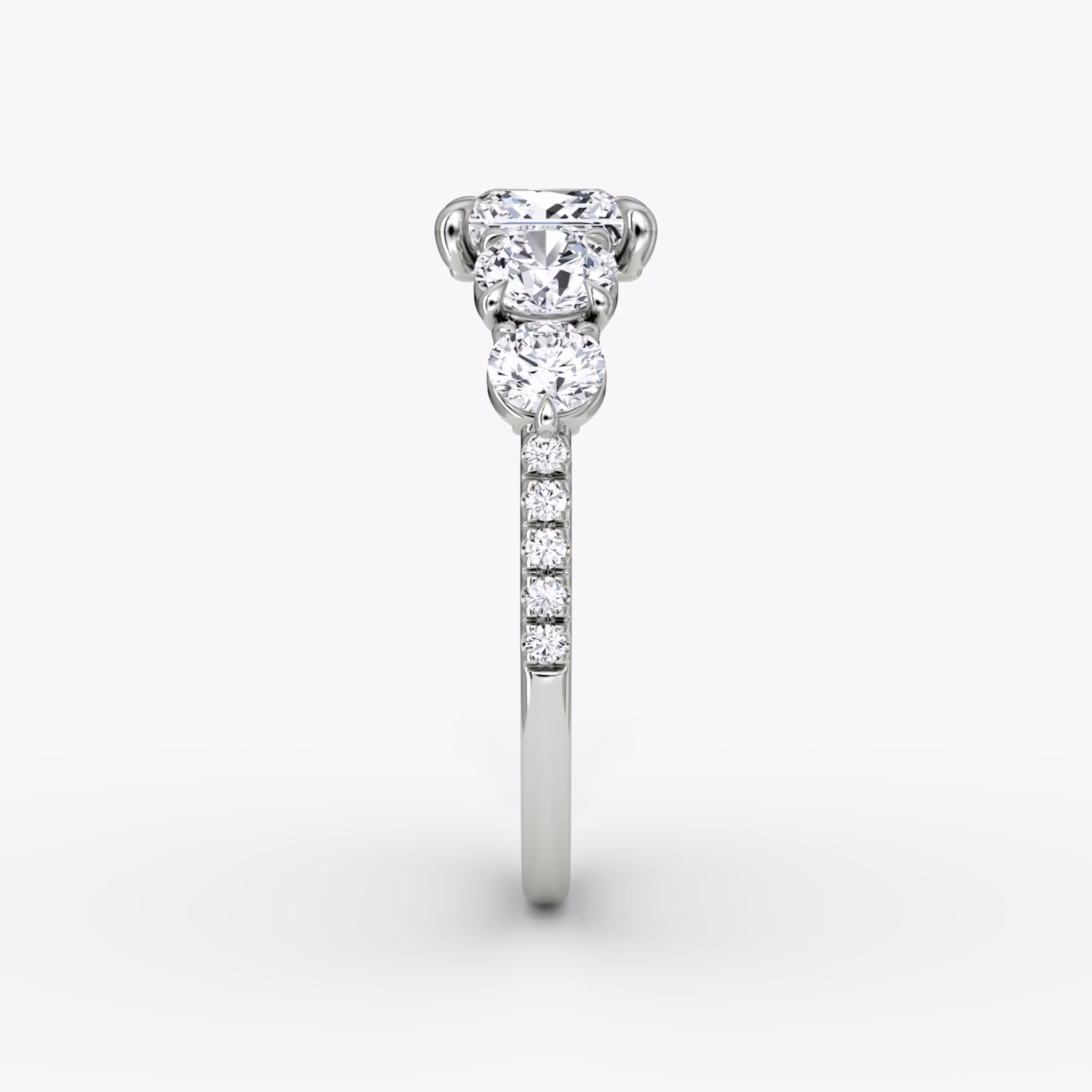 The Signature Five Stone | Princess | 18k | White Gold | bandAccent: Pavé | diamondOrientation: vertical | caratWeight: other