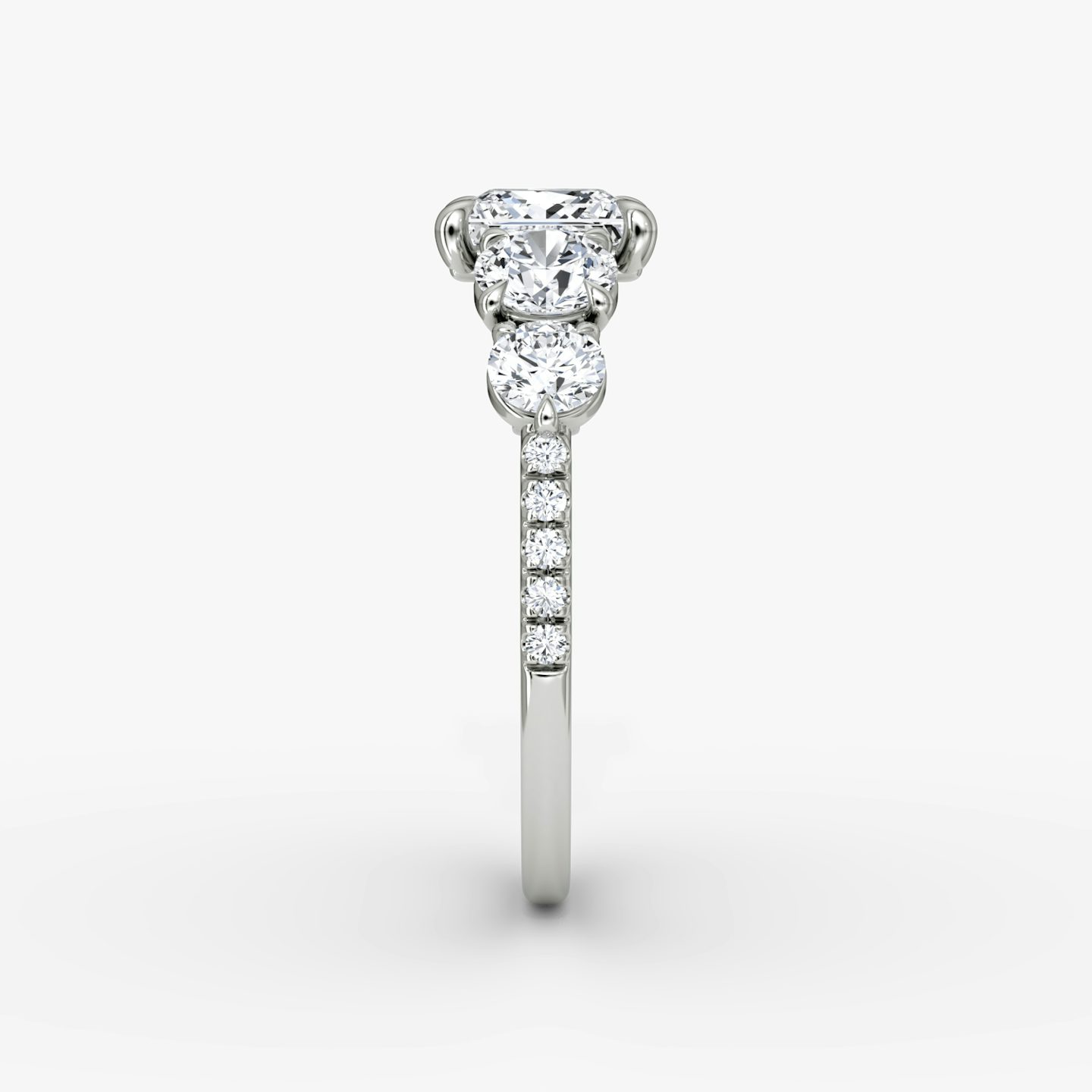 The Signature Five Stone | Princess | 18k | White Gold | bandAccent: Pavé | diamondOrientation: vertical | caratWeight: other