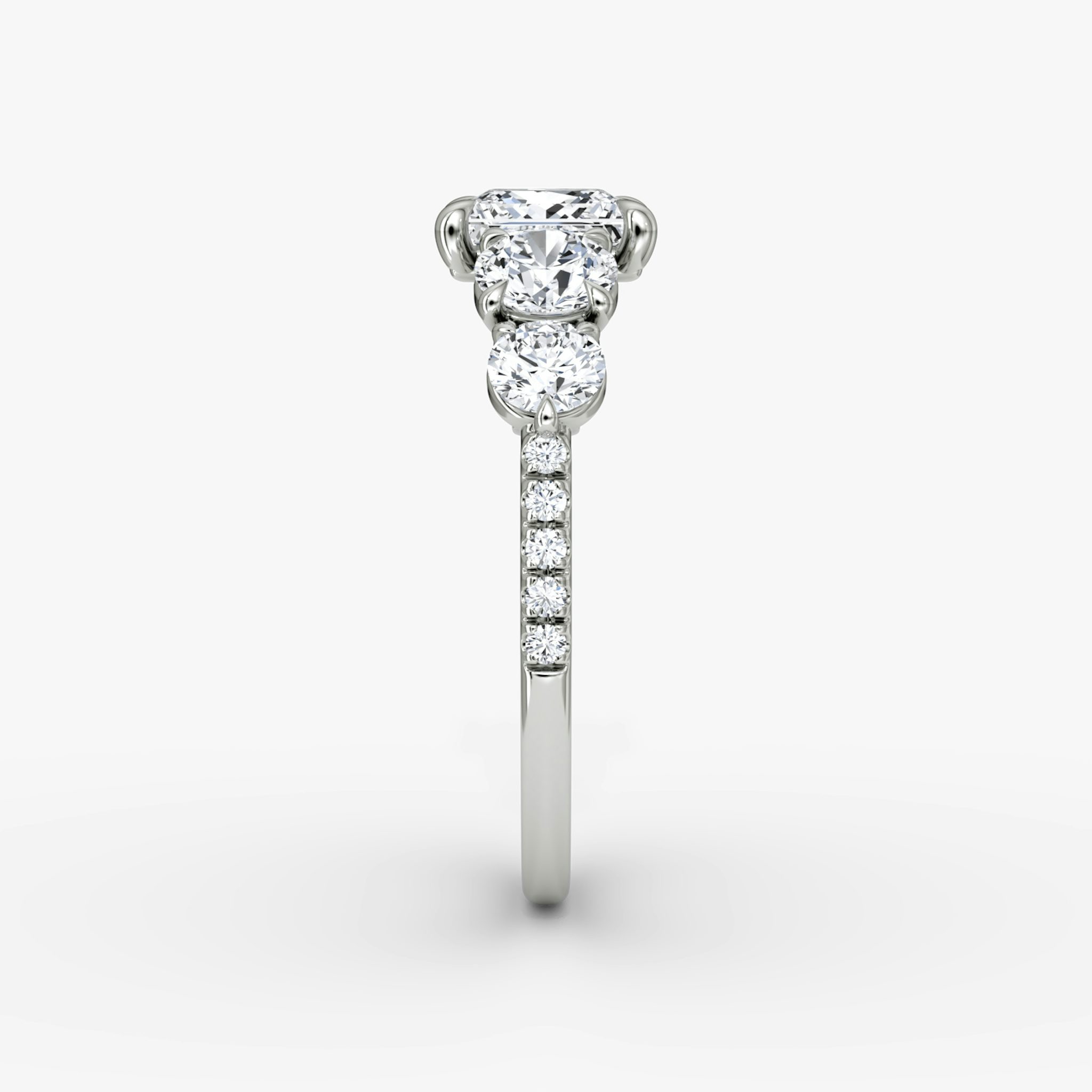 The Signature Five Stone | Princess | 18k | White Gold | bandAccent: Pavé | diamondOrientation: vertical | caratWeight: other