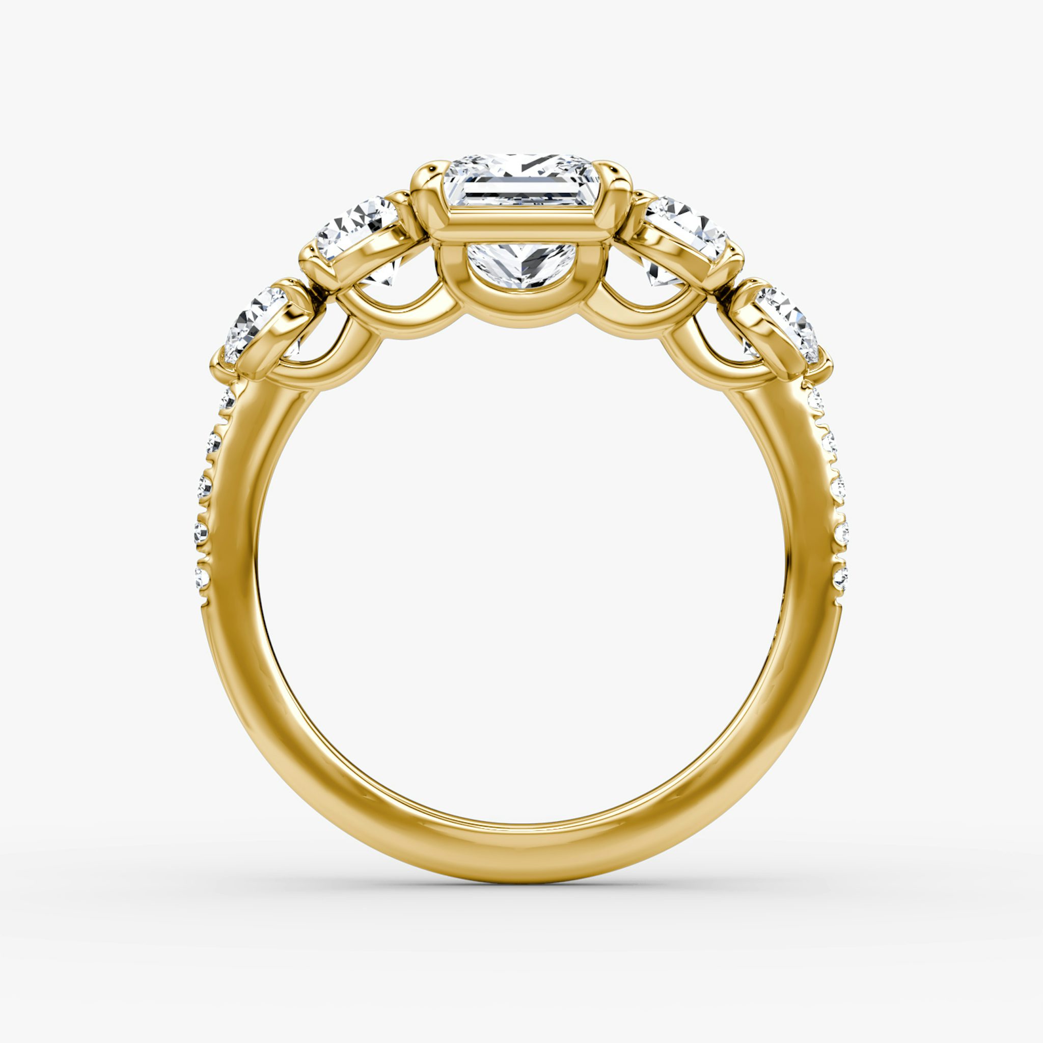 The Signature Five Stone | Princess | 18k | Yellow Gold | bandAccent: Pavé | diamondOrientation: vertical | caratWeight: other