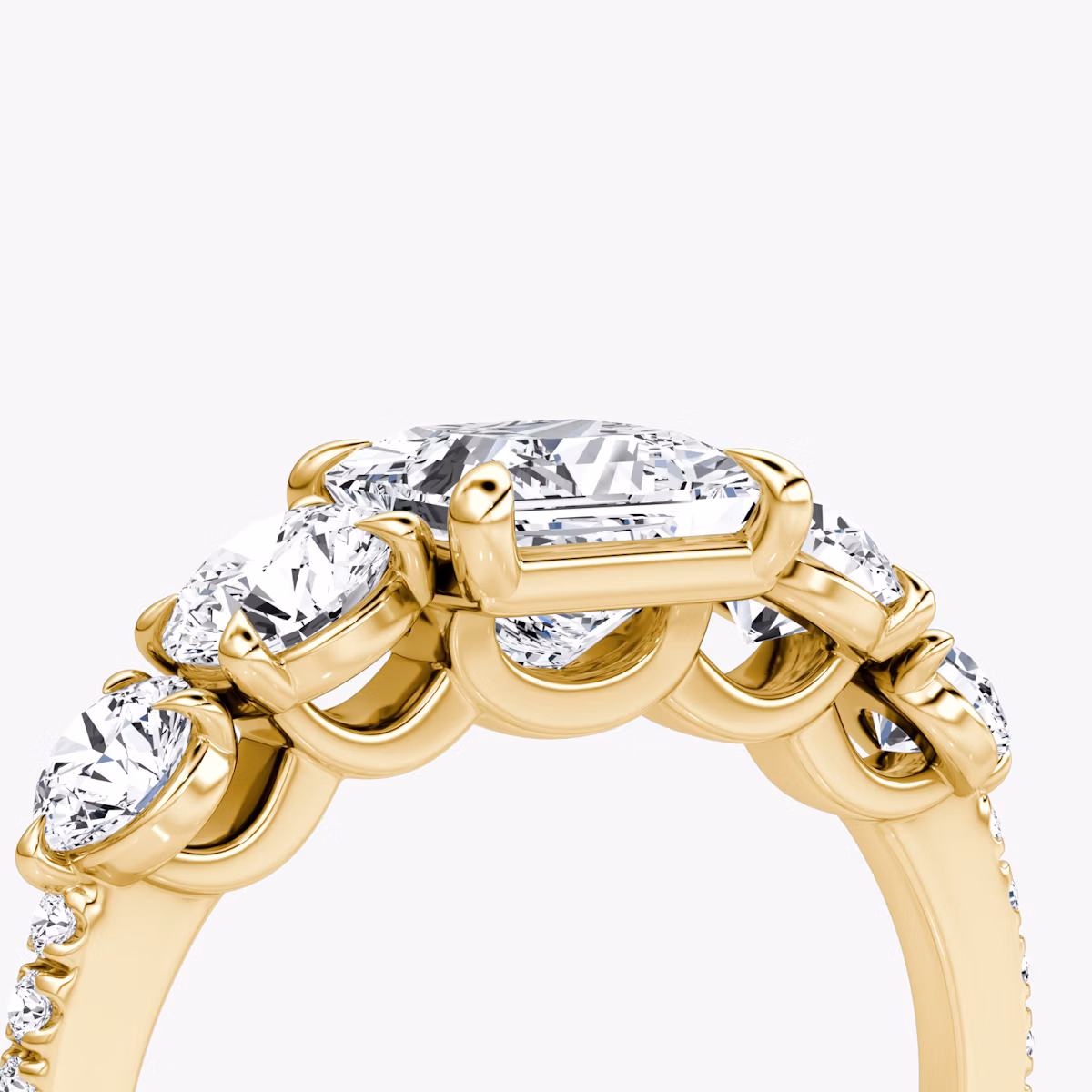 The Signature Five Stone | Princess | 18k | Yellow Gold | bandAccent: Pavé | diamondOrientation: vertical | caratWeight: other