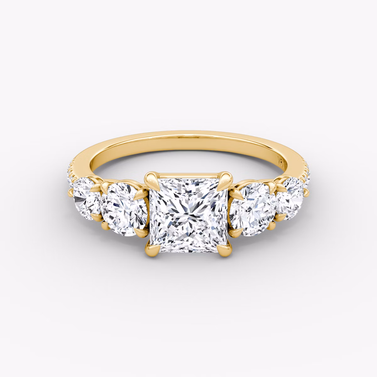 The Signature Five Stone | Princess | 18k | Yellow Gold | bandAccent: Pavé | diamondOrientation: vertical | caratWeight: other