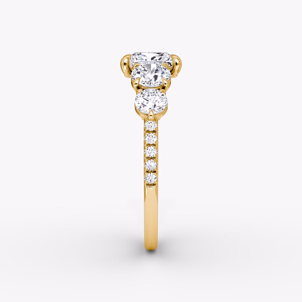 The Signature Five Stone | Princess | 18k | Yellow Gold | bandAccent: Pavé | diamondOrientation: vertical | caratWeight: other