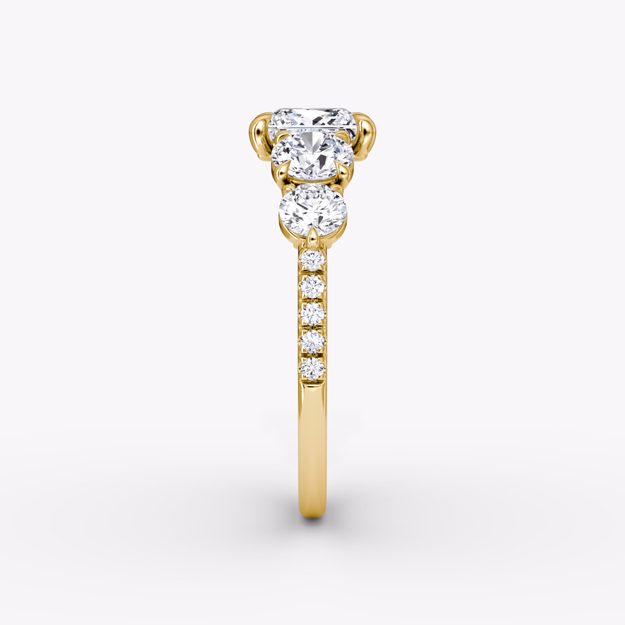 The Signature Five Stone | Princess | 18k | Yellow Gold | bandAccent: Pavé | diamondOrientation: vertical | caratWeight: other