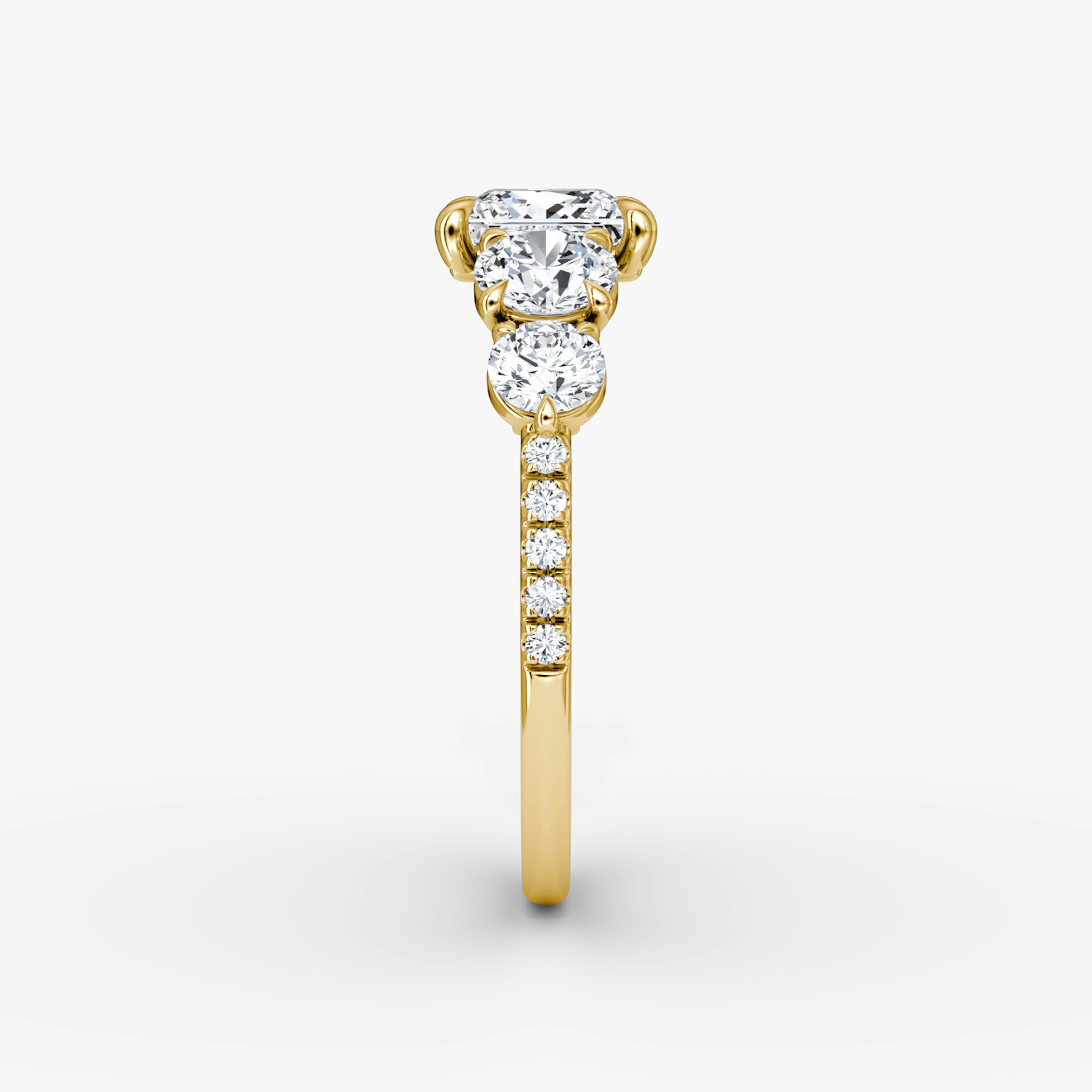 The Signature Five Stone | Princess | 18k | Yellow Gold | bandAccent: Pavé | diamondOrientation: vertical | caratWeight: other