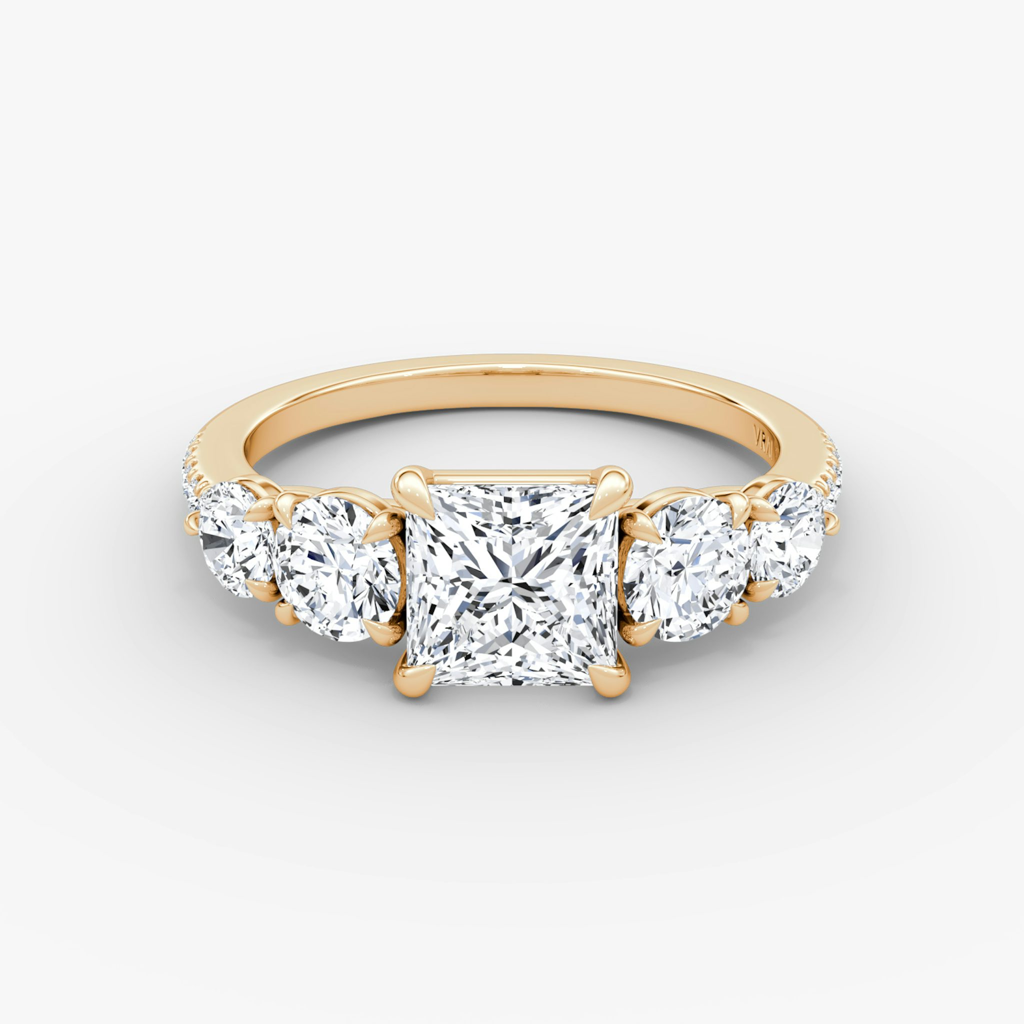 The Signature Five Stone | Princess | 14k | Rose Gold | bandAccent: Pavé | diamondOrientation: vertical | caratWeight: other