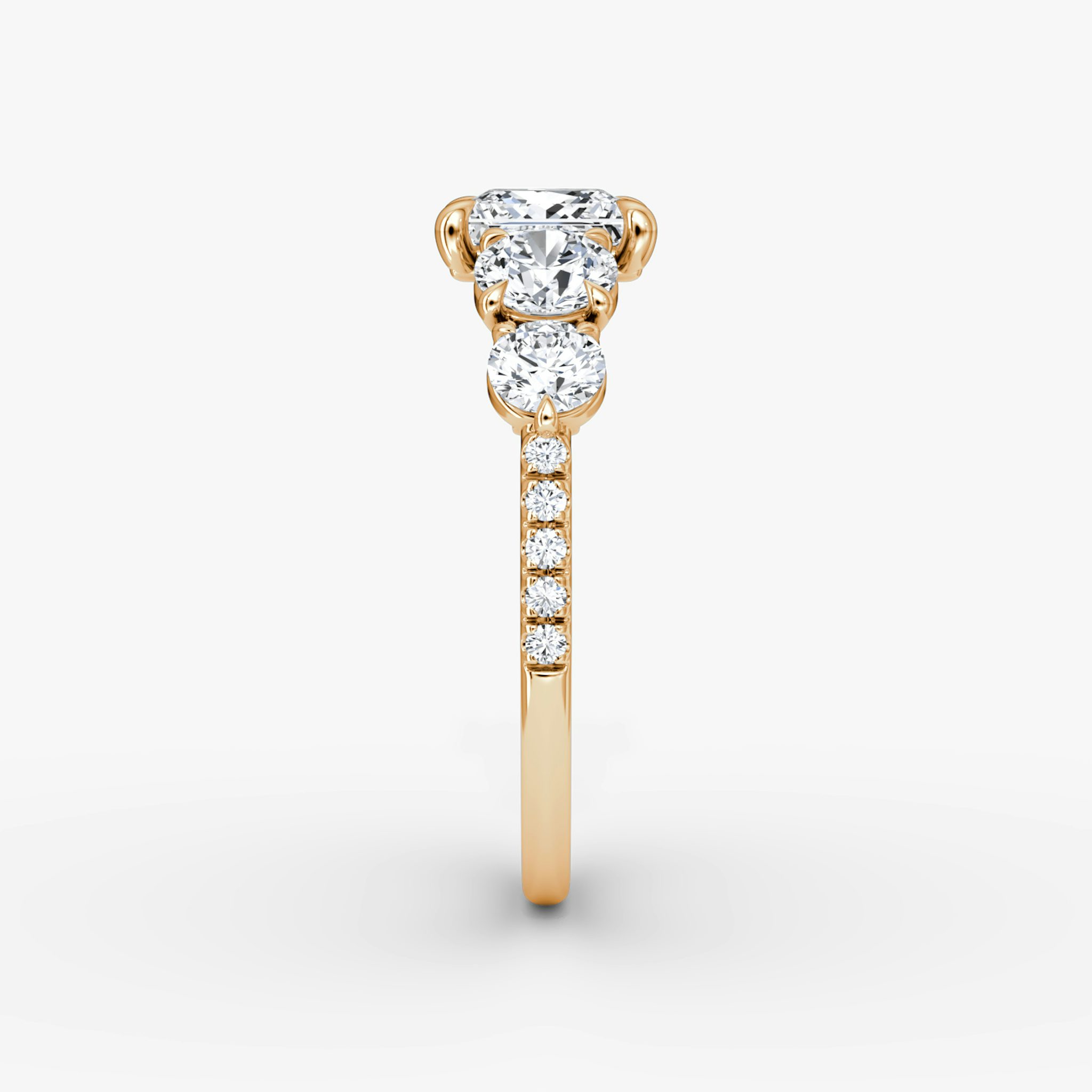 The Signature Five Stone | Princess | 14k | Rose Gold | bandAccent: Pavé | diamondOrientation: vertical | caratWeight: other
