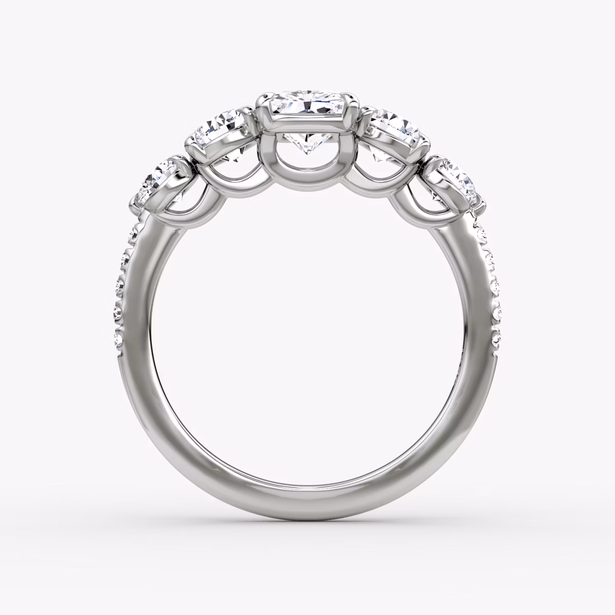 The Signature Five Stone | Radiant | Platinum | bandAccent: Pavé | diamondOrientation: vertical | caratWeight: other