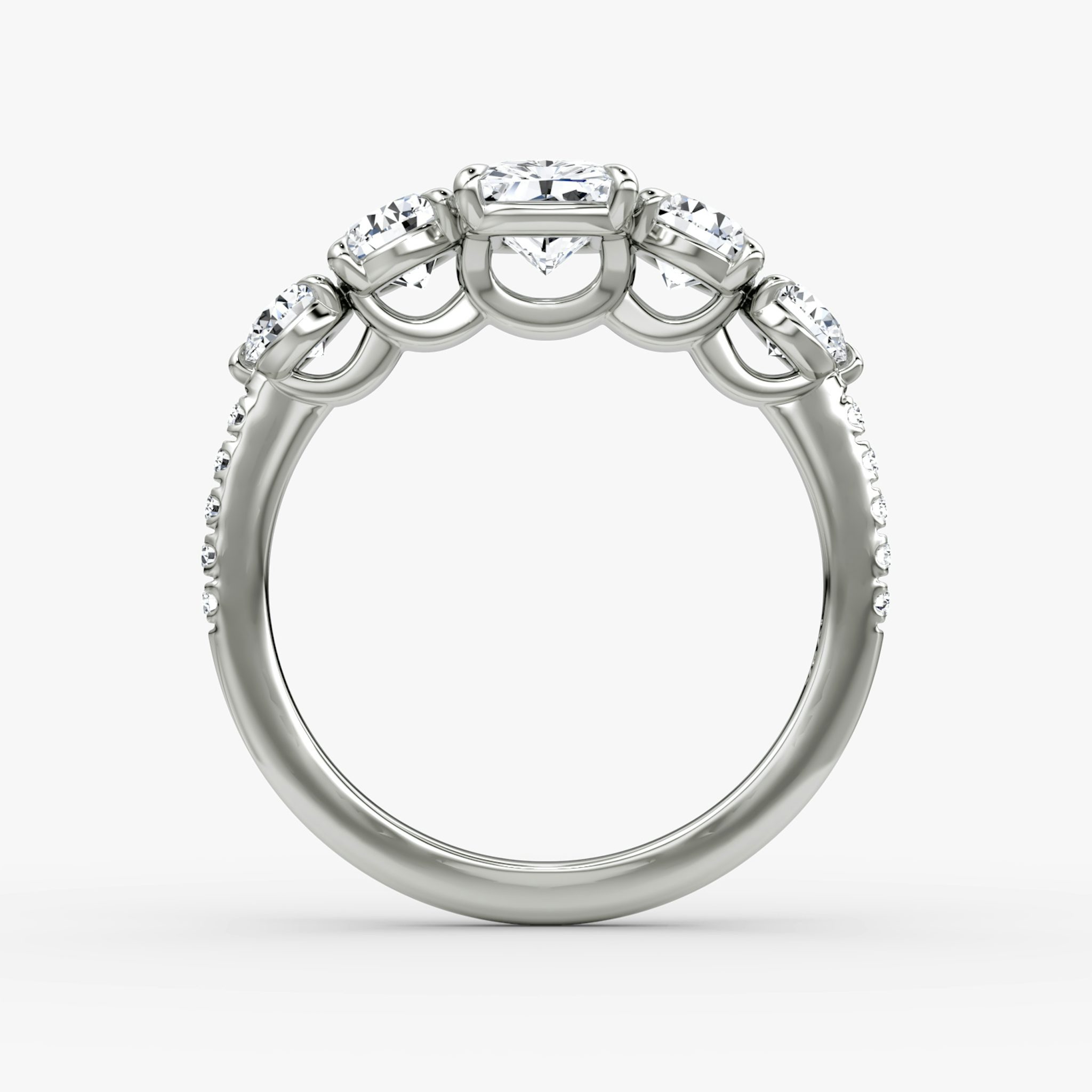 The Signature Five Stone | Radiant | 18k | White Gold | bandAccent: Pavé | diamondOrientation: vertical | caratWeight: other