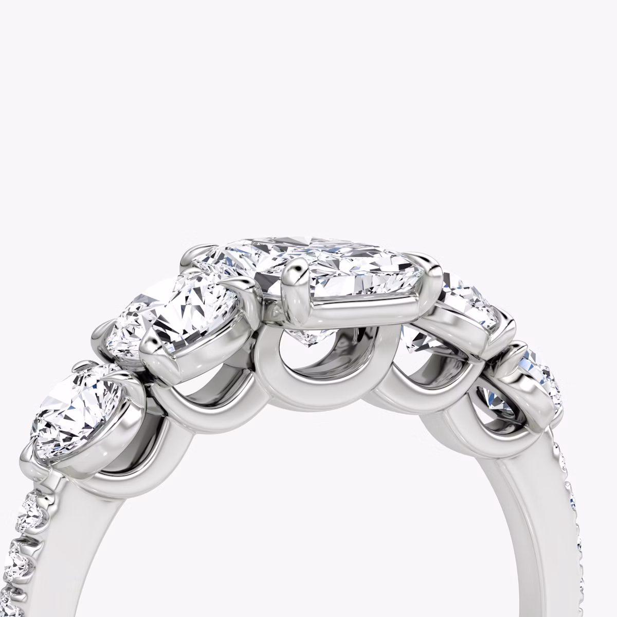 The Signature Five Stone | Radiant | Platinum | bandAccent: Pavé | diamondOrientation: vertical | caratWeight: other