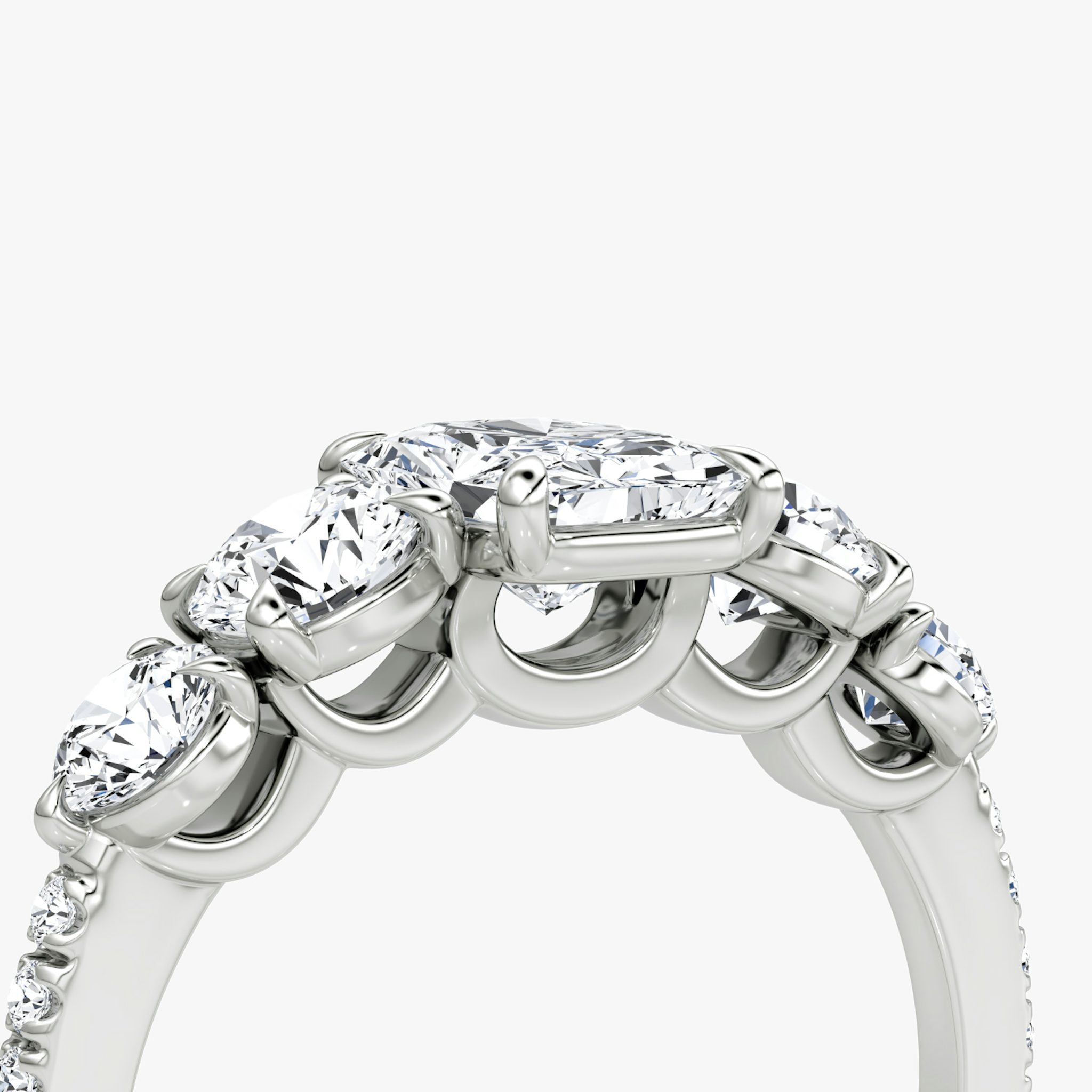 The Signature Five Stone | Radiant | 18k | White Gold | bandAccent: Pavé | diamondOrientation: vertical | caratWeight: other