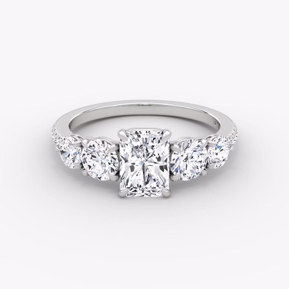 The Signature Five Stone | Radiant | Platinum | bandAccent: Pavé | diamondOrientation: vertical | caratWeight: other