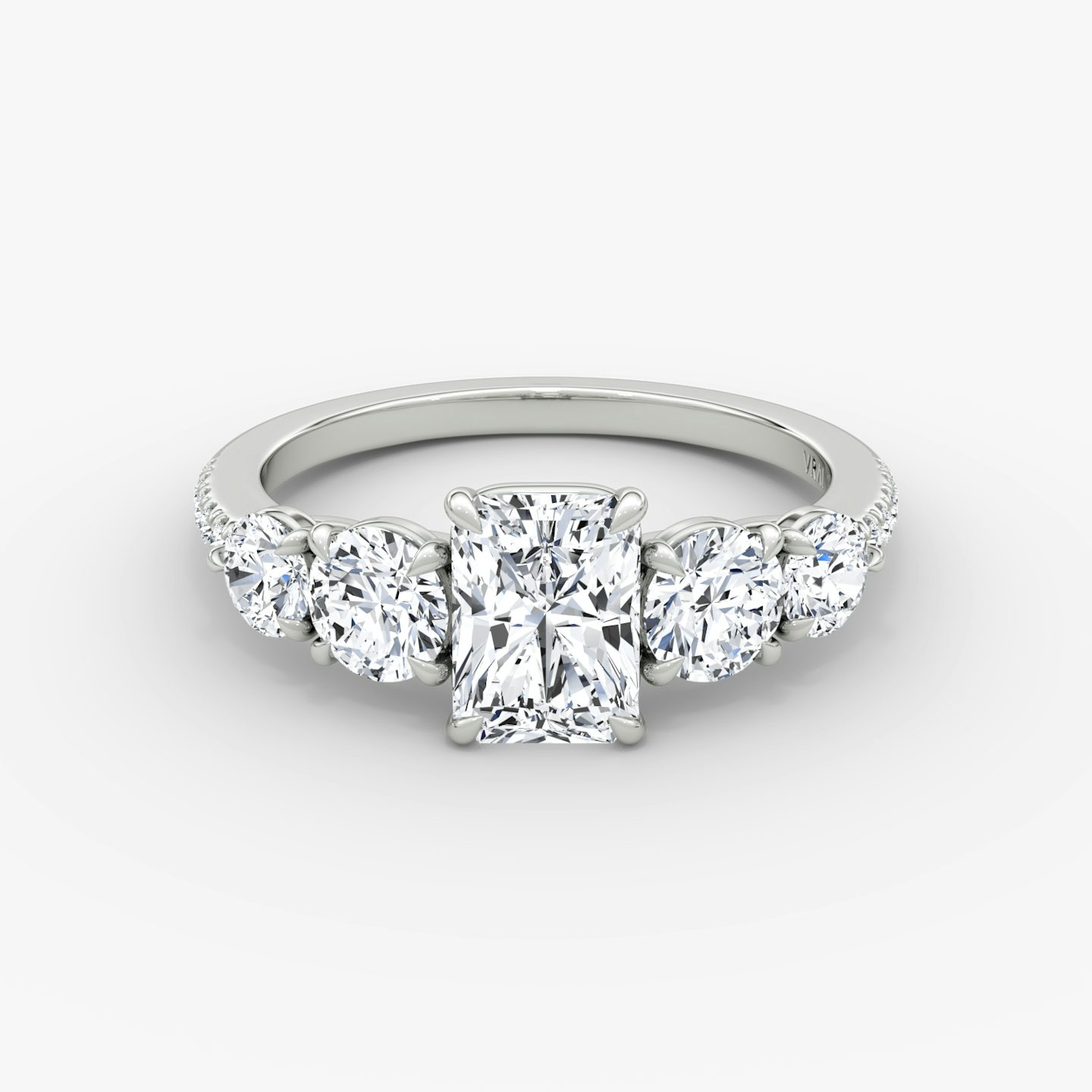 The Signature Five Stone | Radiant | 18k | White Gold | bandAccent: Pavé | diamondOrientation: vertical | caratWeight: other