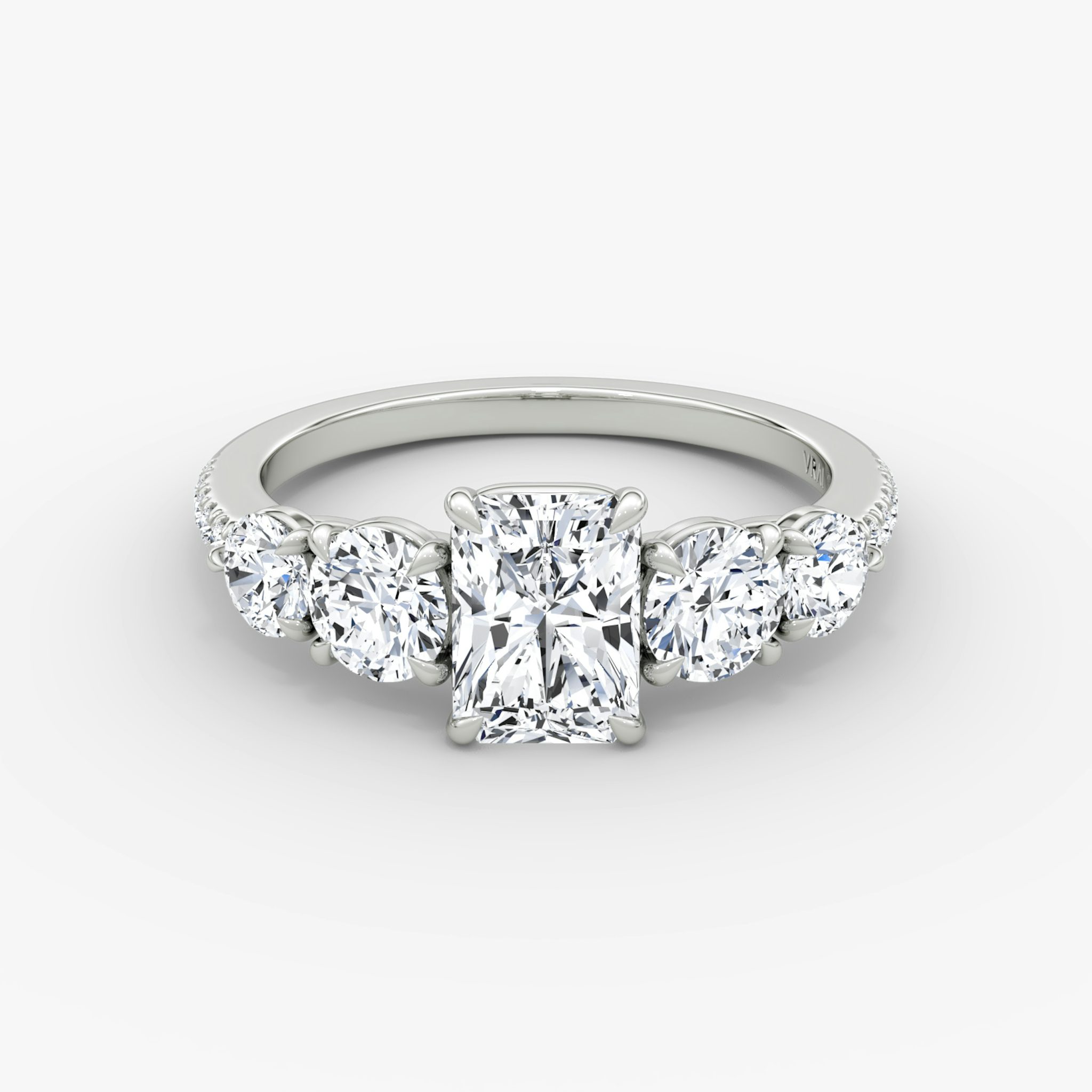 The Signature Five Stone | Radiant | 18k | White Gold | bandAccent: Pavé | diamondOrientation: vertical | caratWeight: other