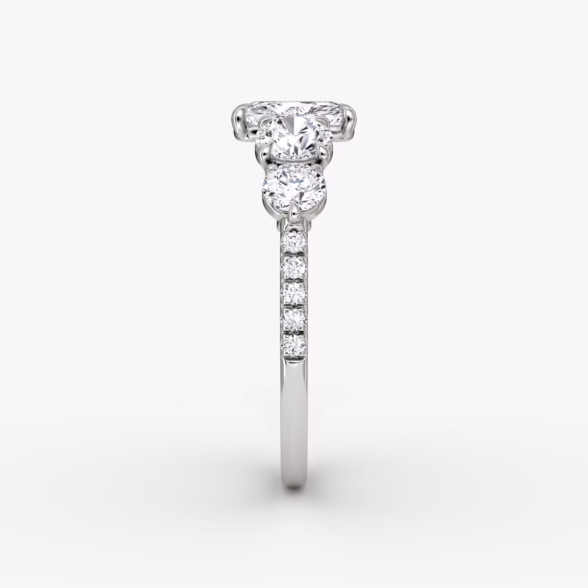 The Signature Five Stone | Radiant | Platinum | bandAccent: Pavé | diamondOrientation: vertical | caratWeight: other