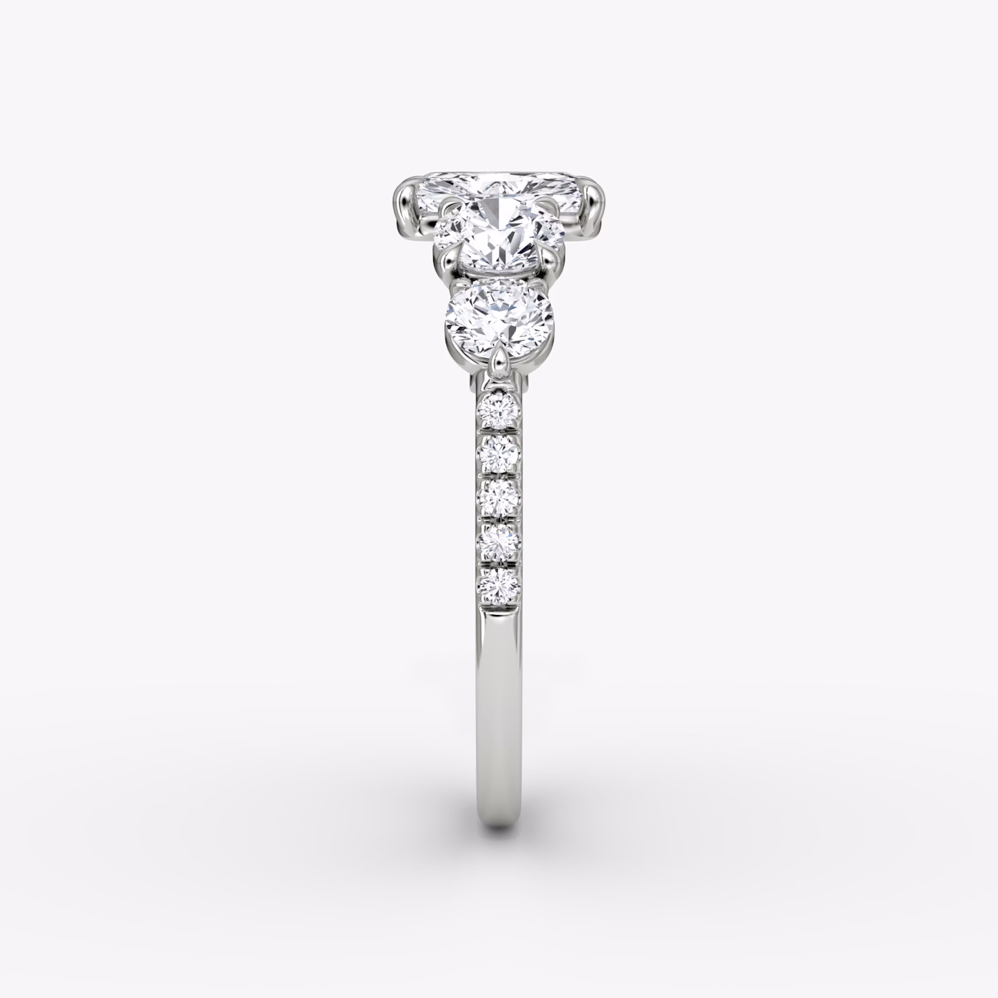 The Signature Five Stone | Radiant | 18k | White Gold | bandAccent: Pavé | diamondOrientation: vertical | caratWeight: other