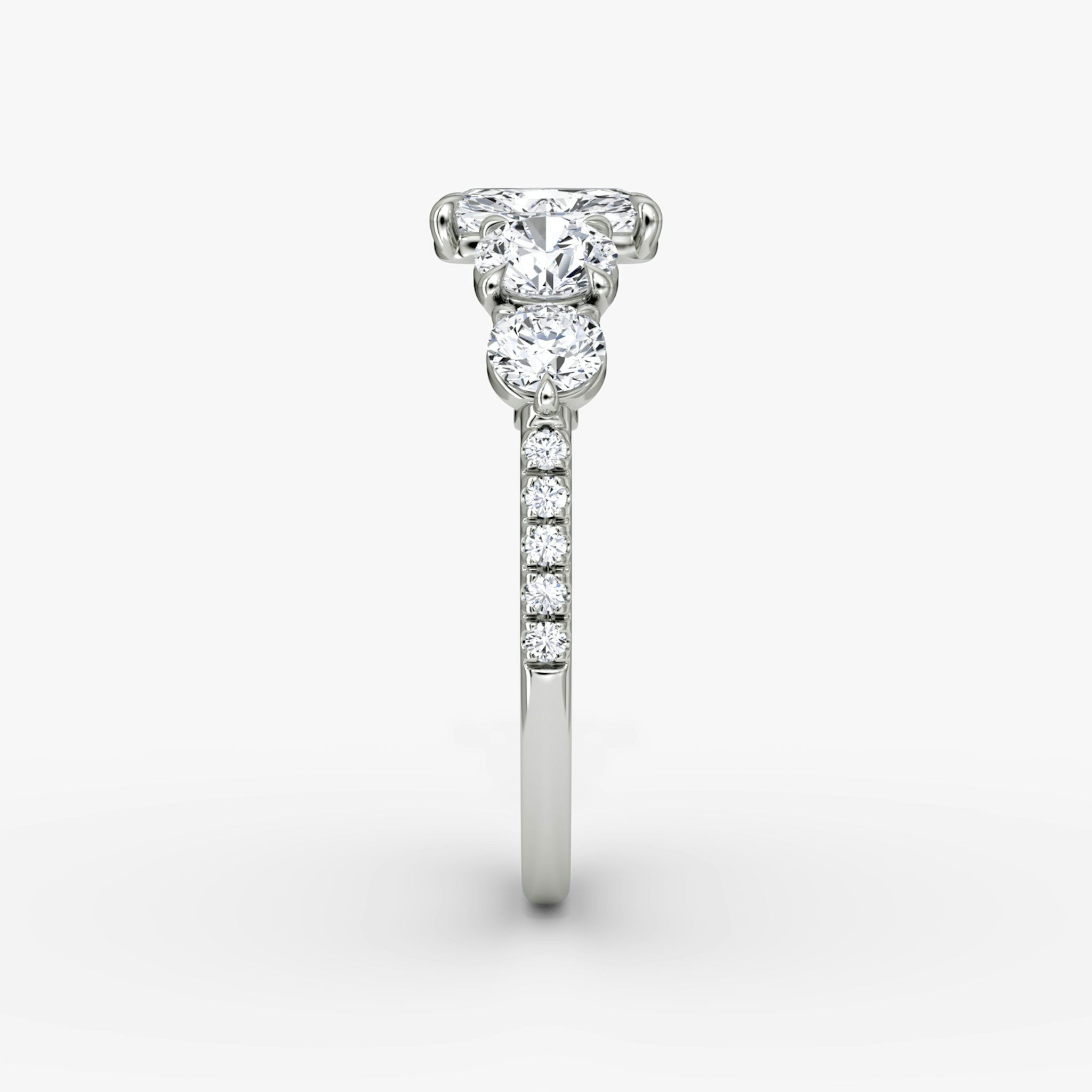 The Signature Five Stone | Radiant | 18k | White Gold | bandAccent: Pavé | diamondOrientation: vertical | caratWeight: other