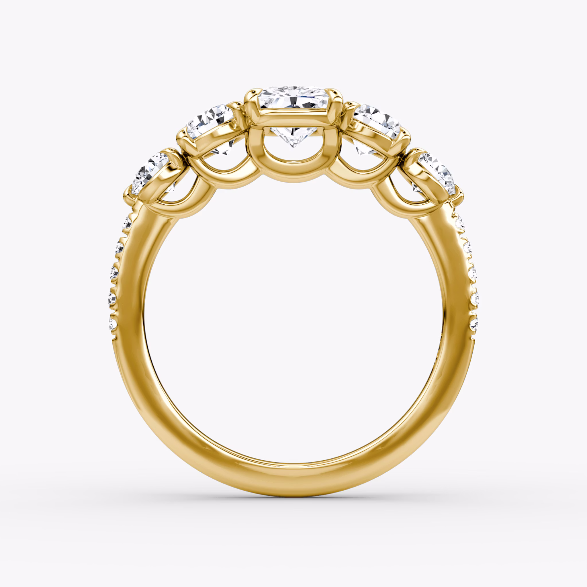 The Signature Five Stone | Radiant | 18k | Yellow Gold | bandAccent: Pavé | diamondOrientation: vertical | caratWeight: other