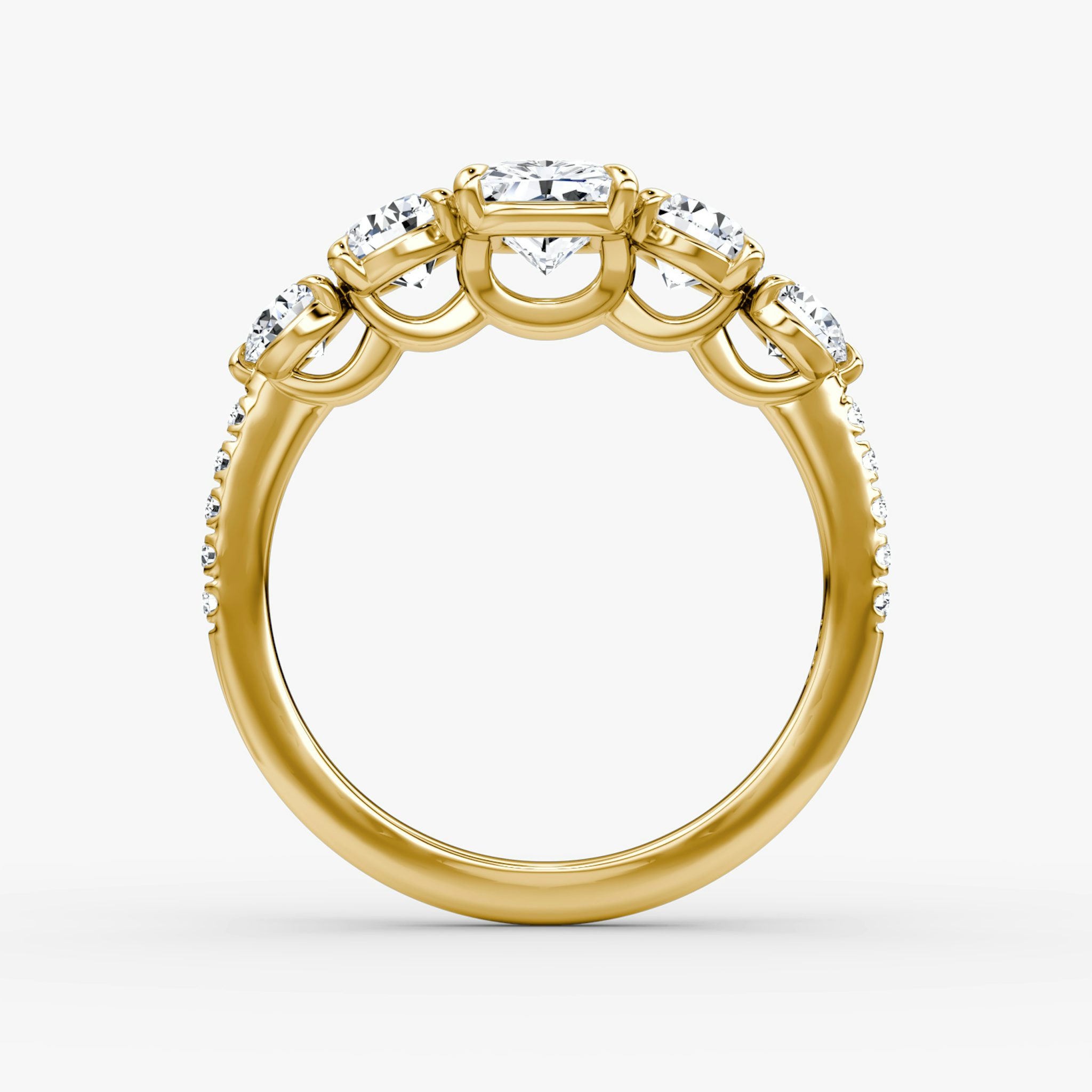 The Signature Five Stone | Radiant | 18k | Yellow Gold | bandAccent: Pavé | diamondOrientation: vertical | caratWeight: other