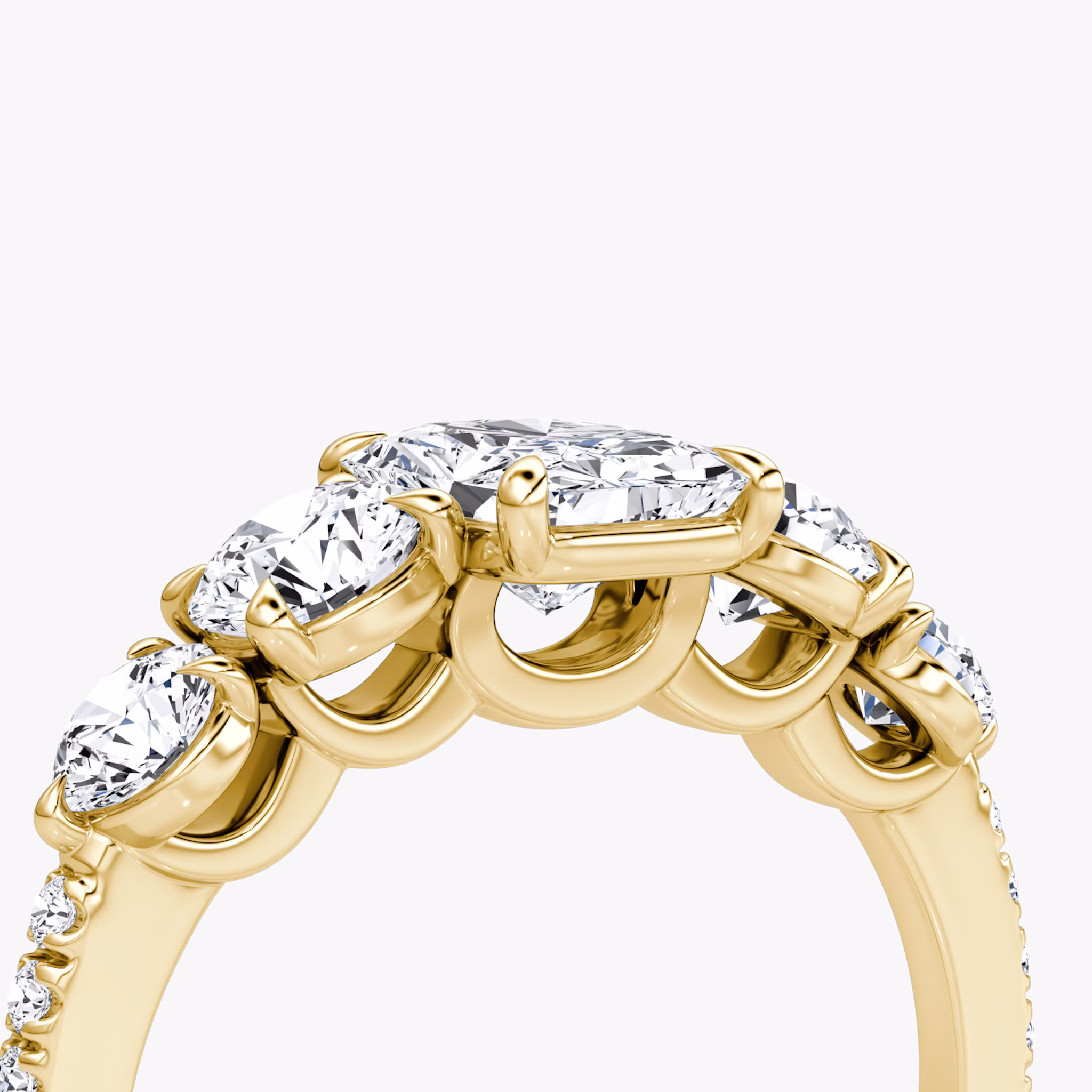 The Signature Five Stone | Radiant | 18k | Yellow Gold | bandAccent: Pavé | diamondOrientation: vertical | caratWeight: other
