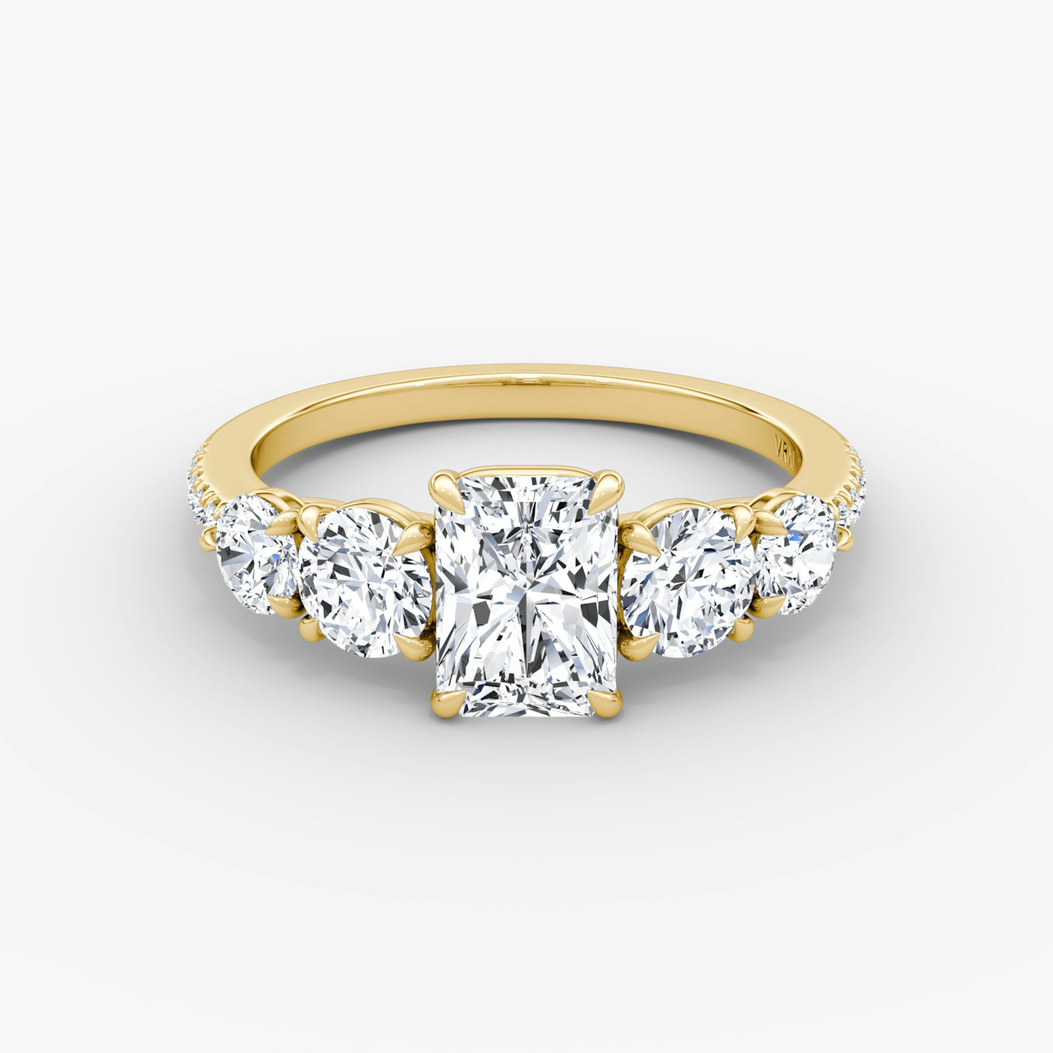 The Signature Five Stone | Radiant | 18k | Yellow Gold | bandAccent: Pavé | diamondOrientation: vertical | caratWeight: other
