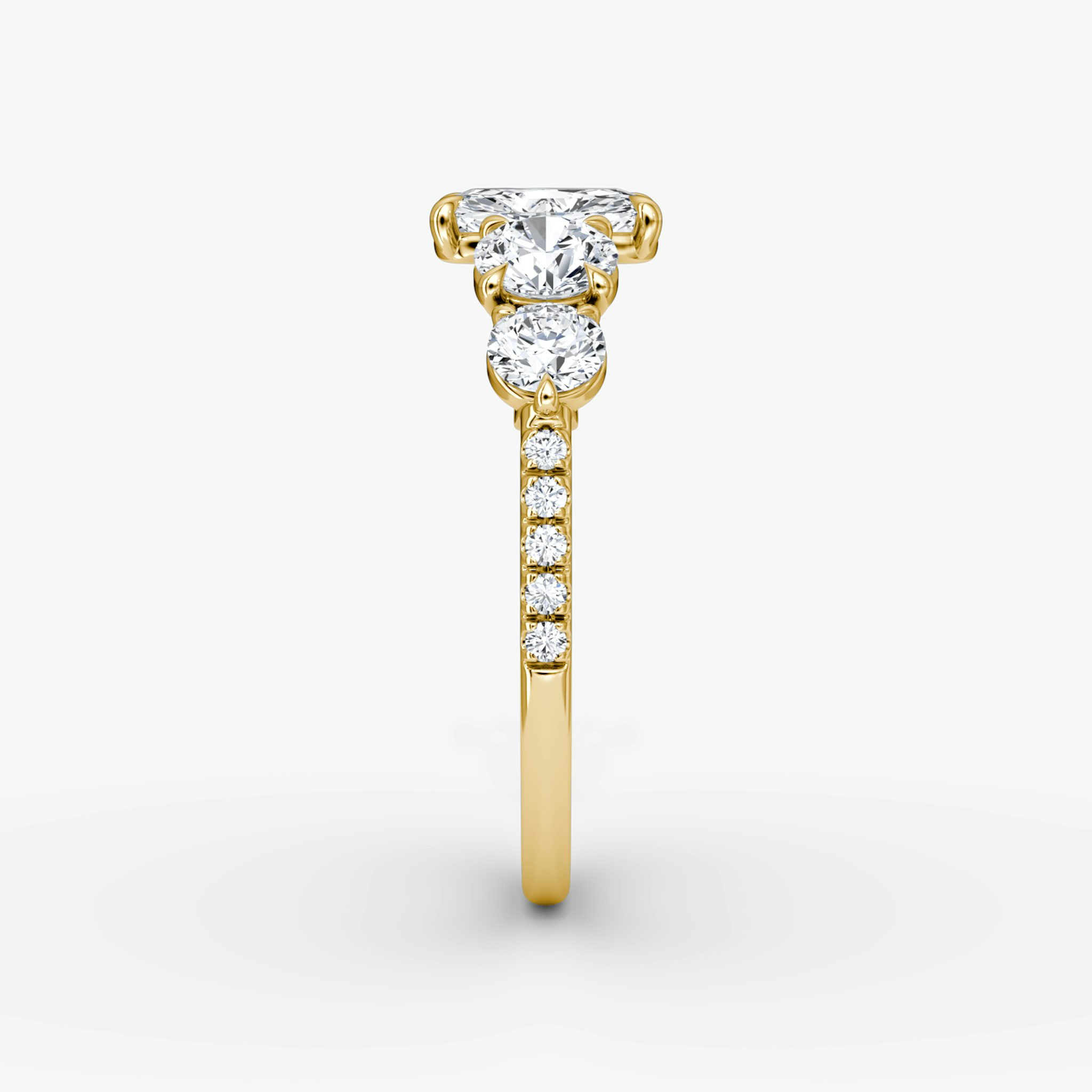 The Signature Five Stone | Radiant | 18k | Yellow Gold | bandAccent: Pavé | diamondOrientation: vertical | caratWeight: other