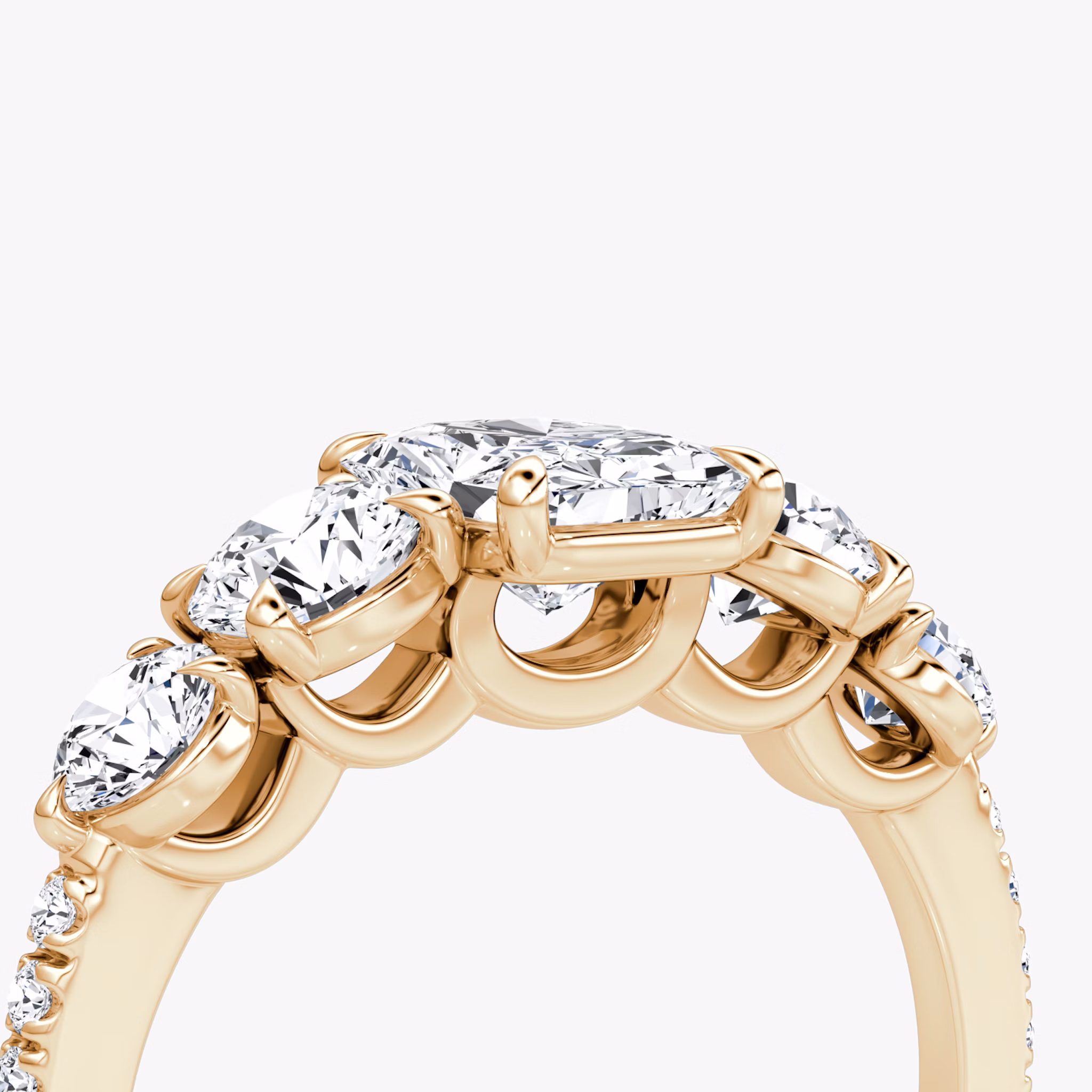 The Signature Five Stone | Radiant | 14k | Rose Gold | bandAccent: Pavé | diamondOrientation: vertical | caratWeight: other